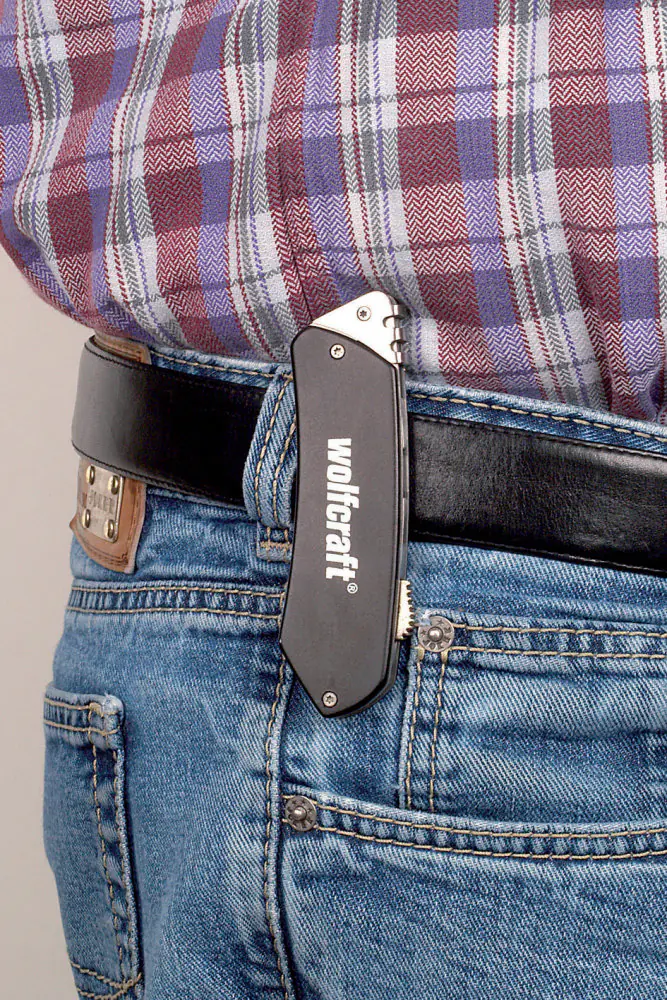 Wolfcraft Alu-Freizeitmesser mit Gürtelclip Wolfcraft Alu-Freizeitmesser mit Gürtelclip