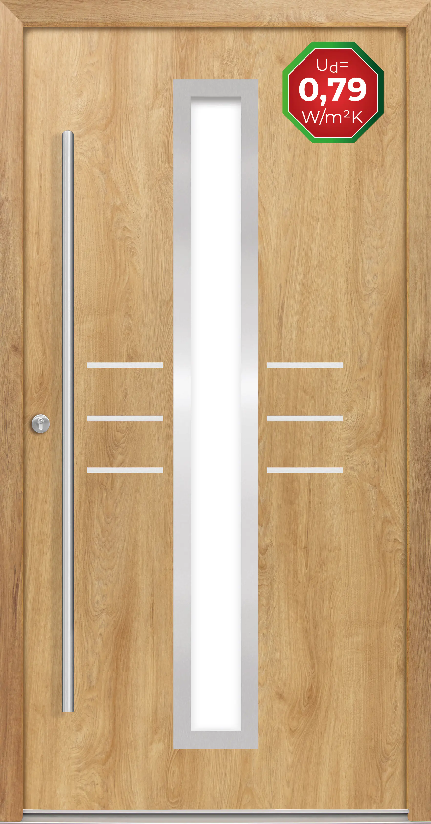 Splendoor Haustür Passivedoor Premium B07 Eiche Natur DIN Links 110 x 210 cm