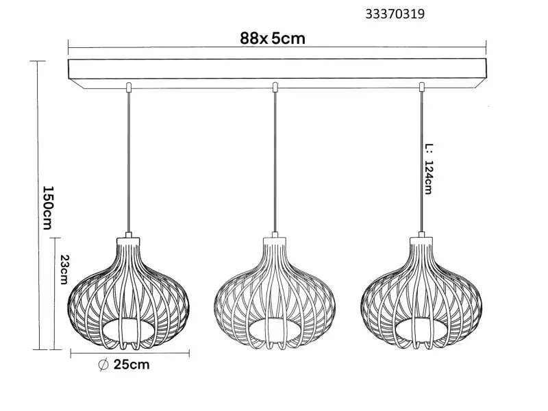 Globo Hängeleuchte Mateo 103 x 150 cm (L x H) cremefarben matt