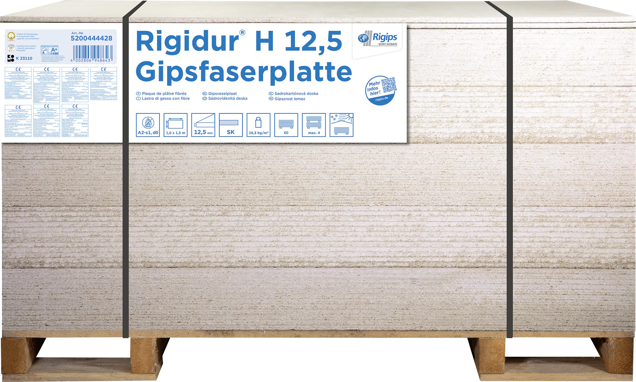 Rigidur Gipsfaser-Ausbauplatte 150 x 100 cm 12,5 mm