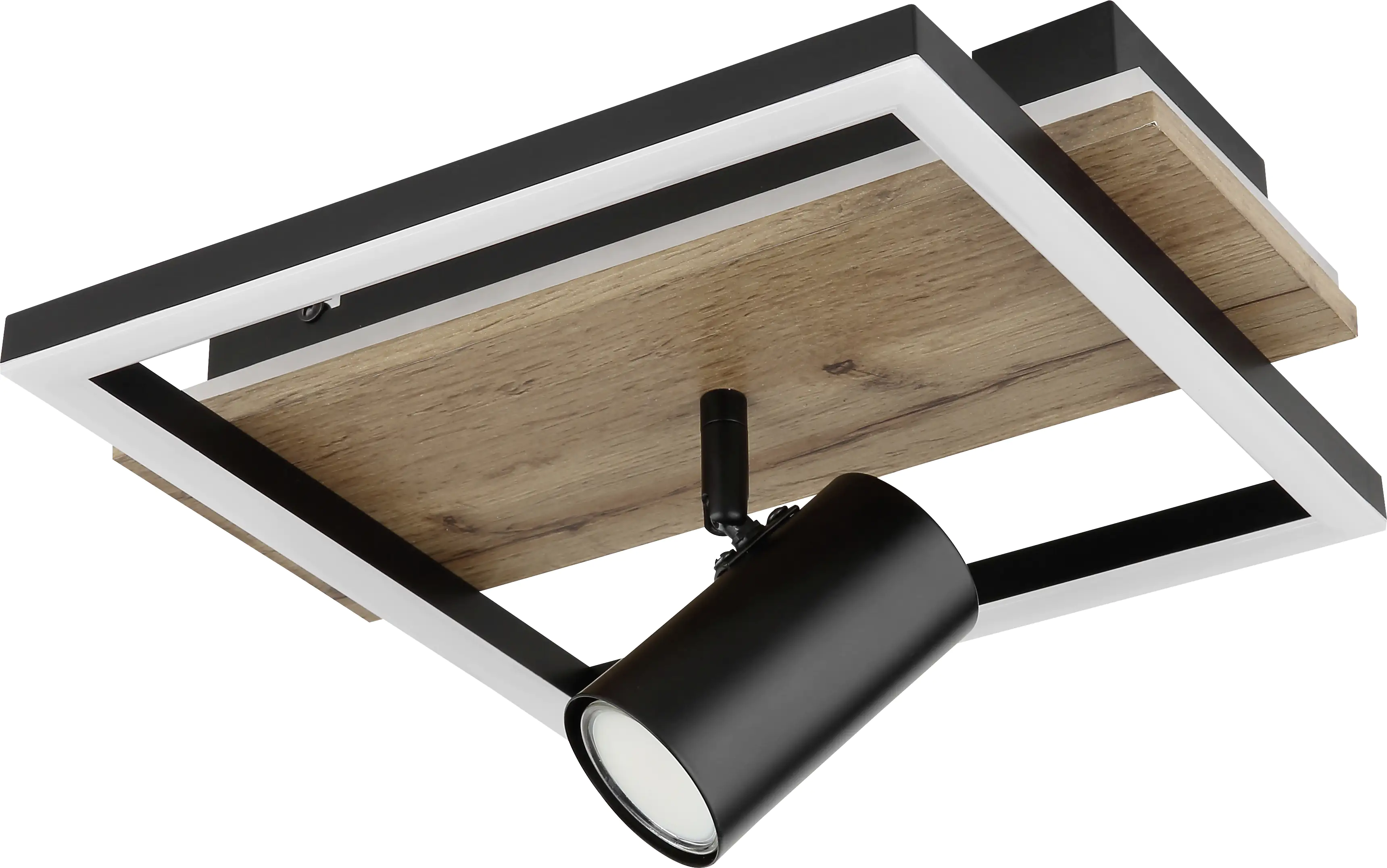 Globo LED Deckenleuchte Kassu schwarz-holz 32 x 27 cm GU10, warmweiß