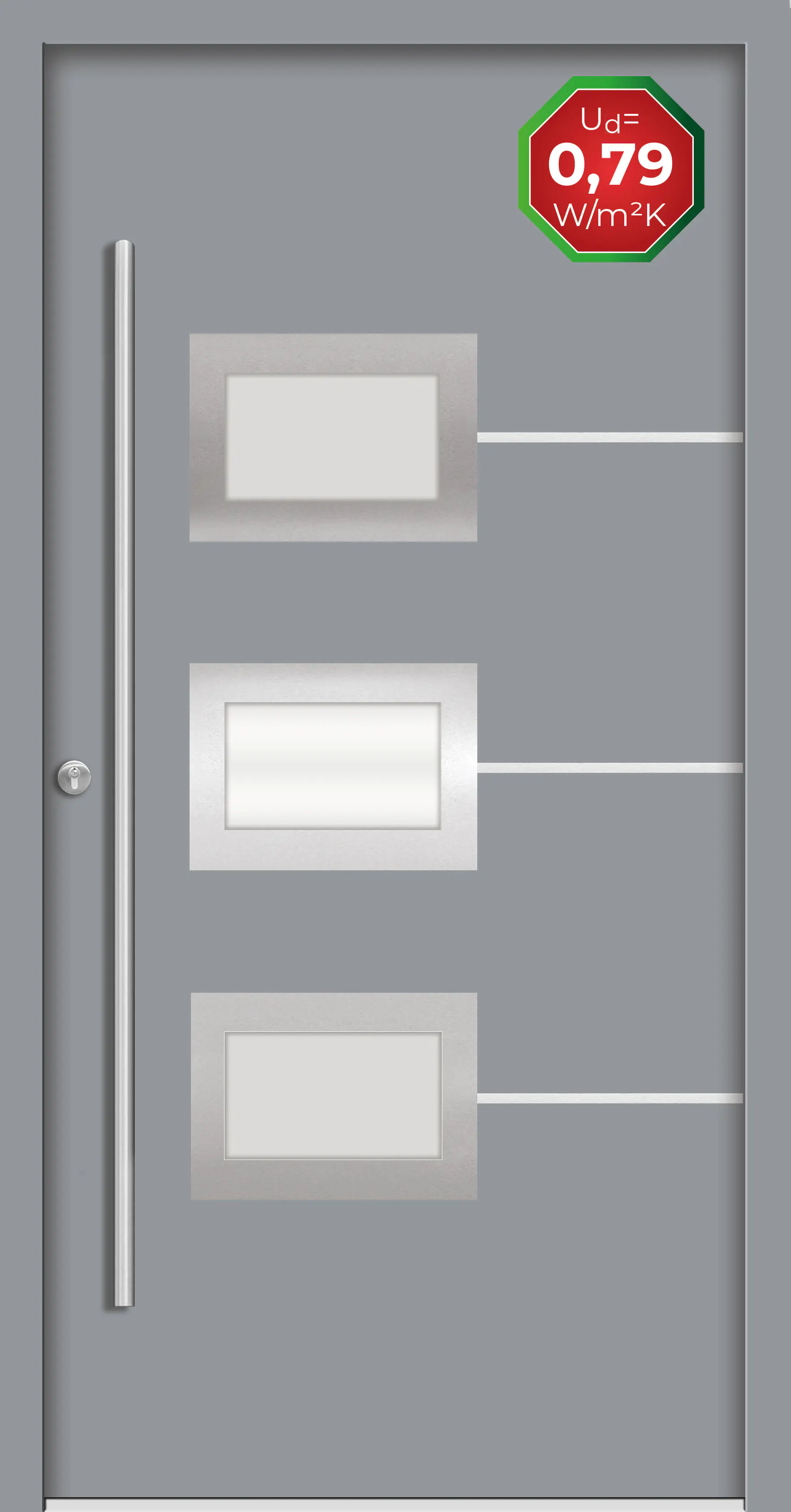 Splendoor Haustür Passivedoor Premium B03 Grau DIN Links 100 x 210 cm