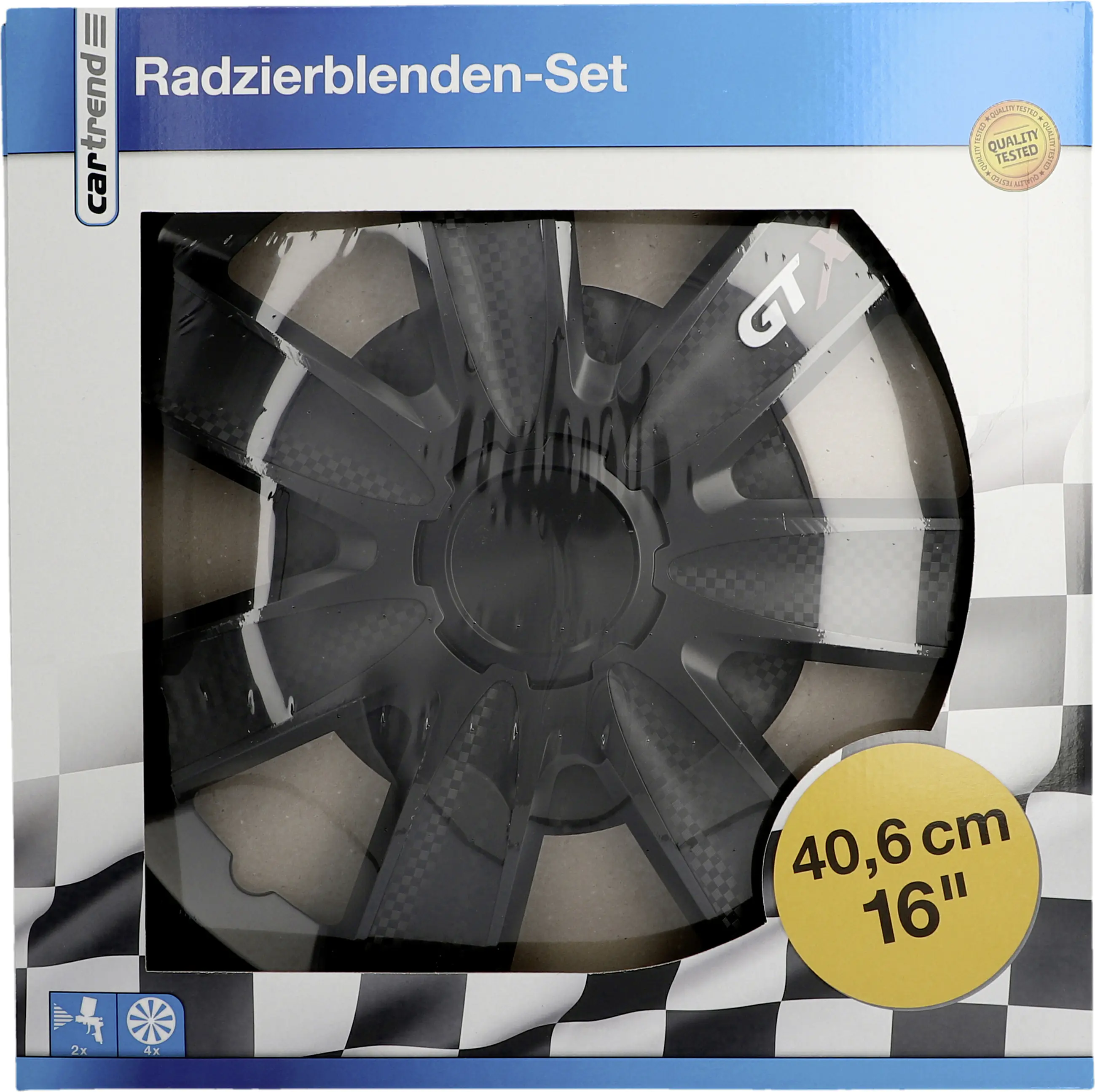 Cartrend Radzierblende Modesto Carbon 40 cm (16 Zoll) schwarz 4 Stück