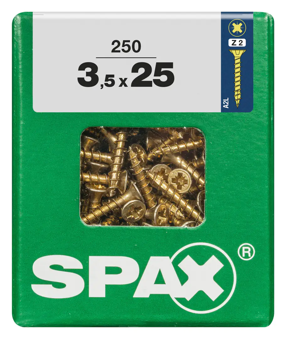 Spax Universalschrauben 3.5 x 25 mm PZ 2 - 250 Stk. Spax Universalschrauben 3.5 x 25 mm PZ 2 - 250 Stk.