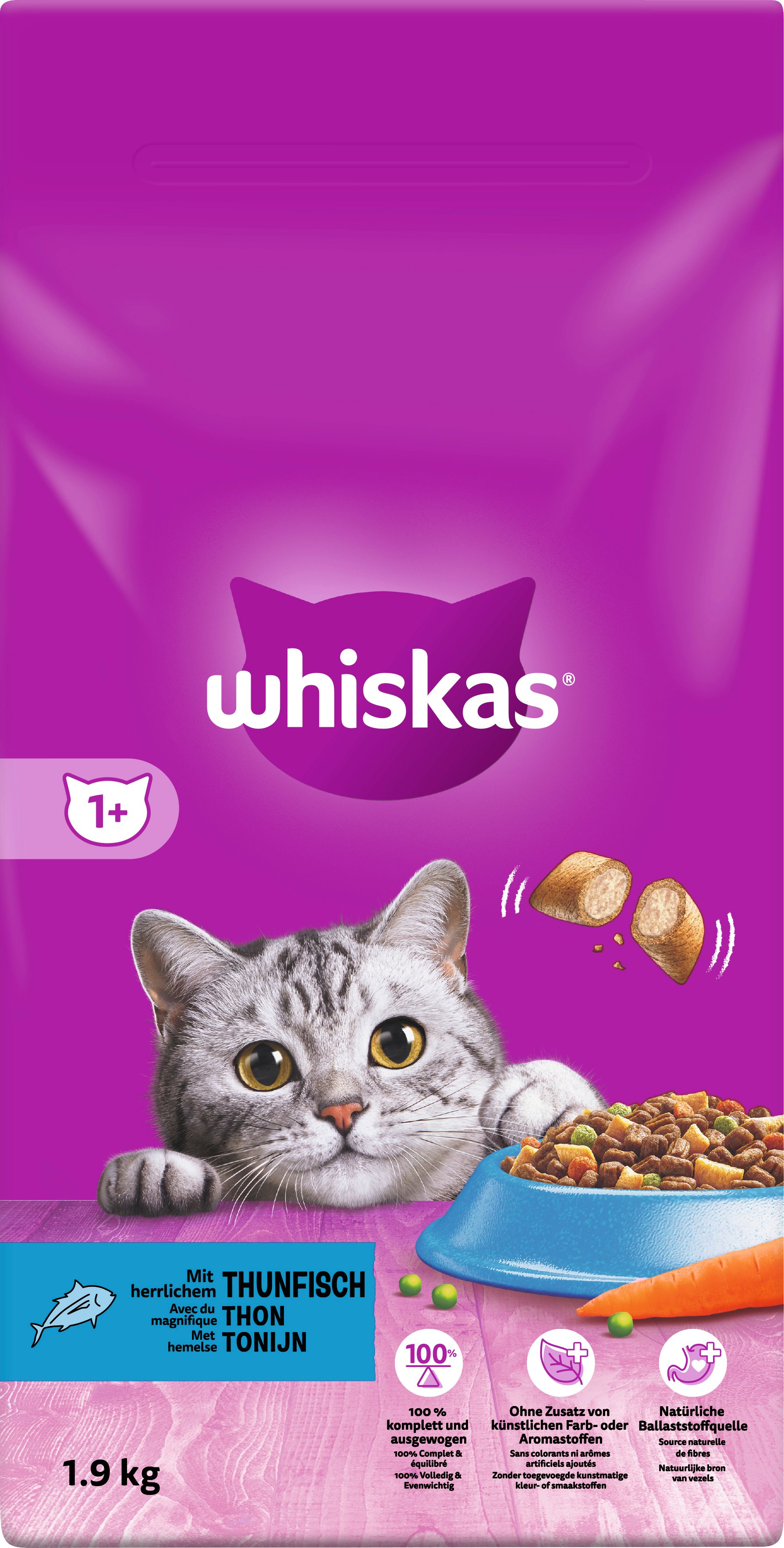 Whiskas Trockenfutter Adult 1+ mit Thunfisch 1,9 kg