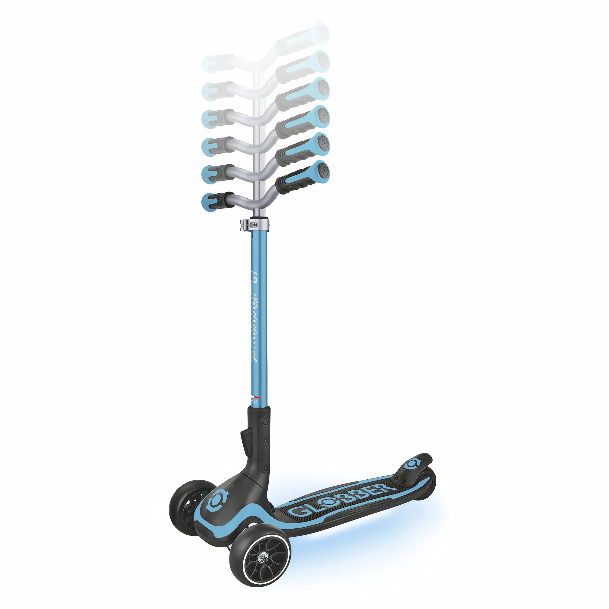 Globber Scooter für Kinder mit Leuchtrollen Ultimum Lights blau