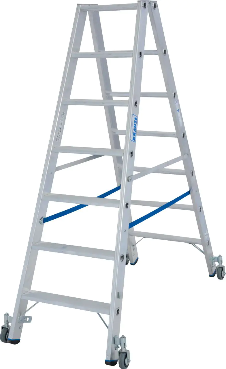 4009199124852_1 Krause Aluminium-Doppelleiter STABILO fahrbar 3,20 m