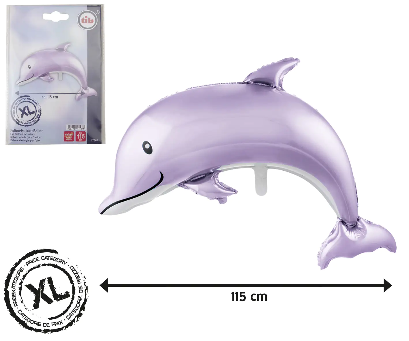 TIB Heyne Folienballon Delfin flieder 1 Stück