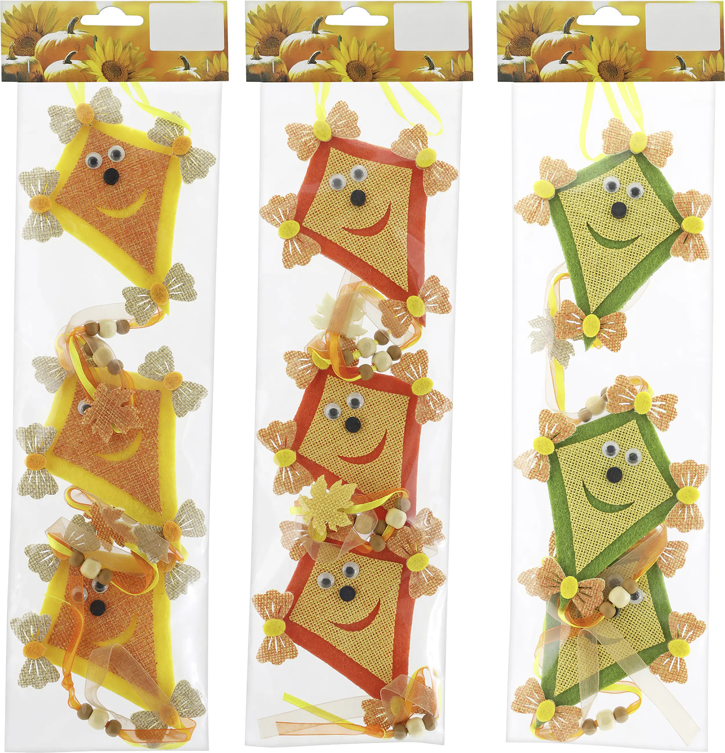 Drachenanhänger aus Filz gelb orange grün