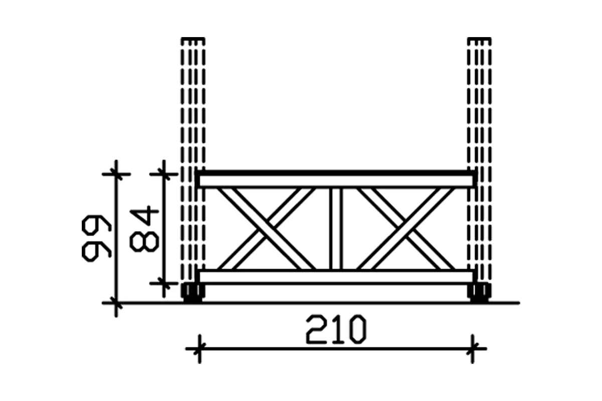SKAN HOLZ Brüstung Andreaskreuz 210 x 84 cm, Fichte, lasiert in Weiß