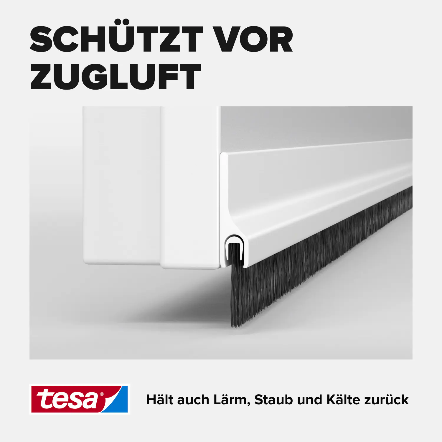 tesa Moll Türdichtschiene weiß, für Textilböden, für Spalten bis 15 mm