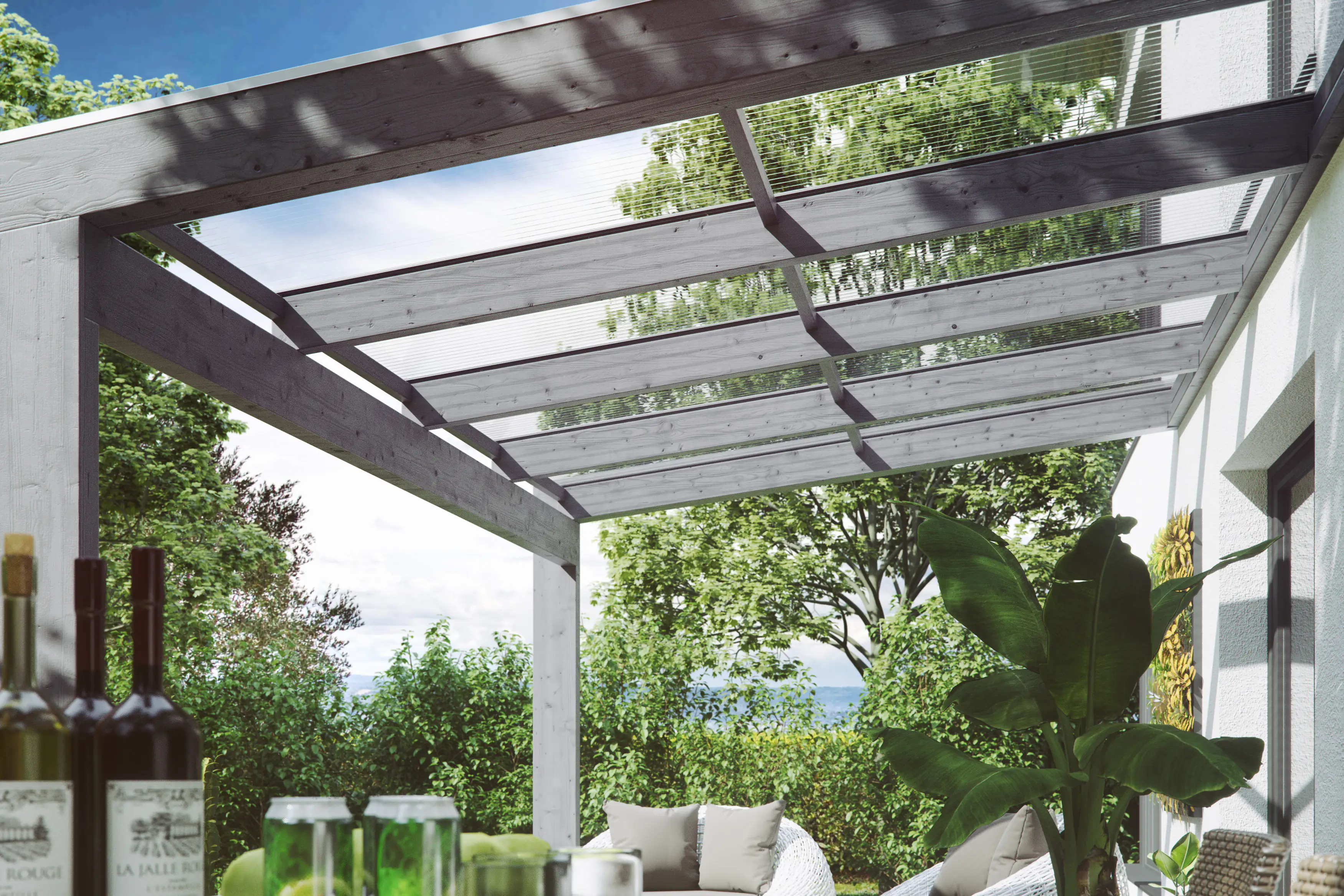 SKAN HOLZ Terrassenüberdachung Novara 450 x 309 cm Leimholz