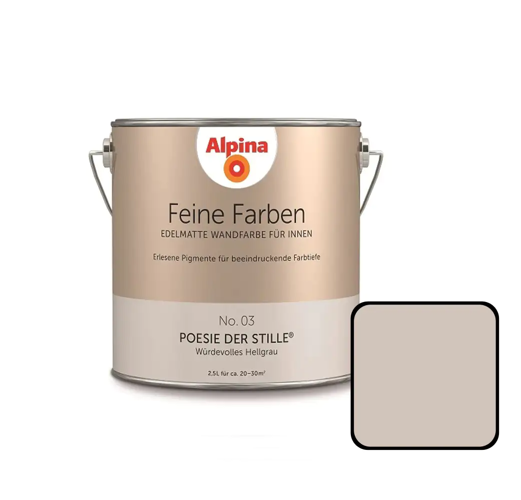 Alpina Feine Farben No. 03 Poesie der Stille 2,5 L würdevolles hellgrau edelmatt Alpina Feine Farben No. 03 Poesie der Stille 2,5 L würdevolles hellgrau edelmatt