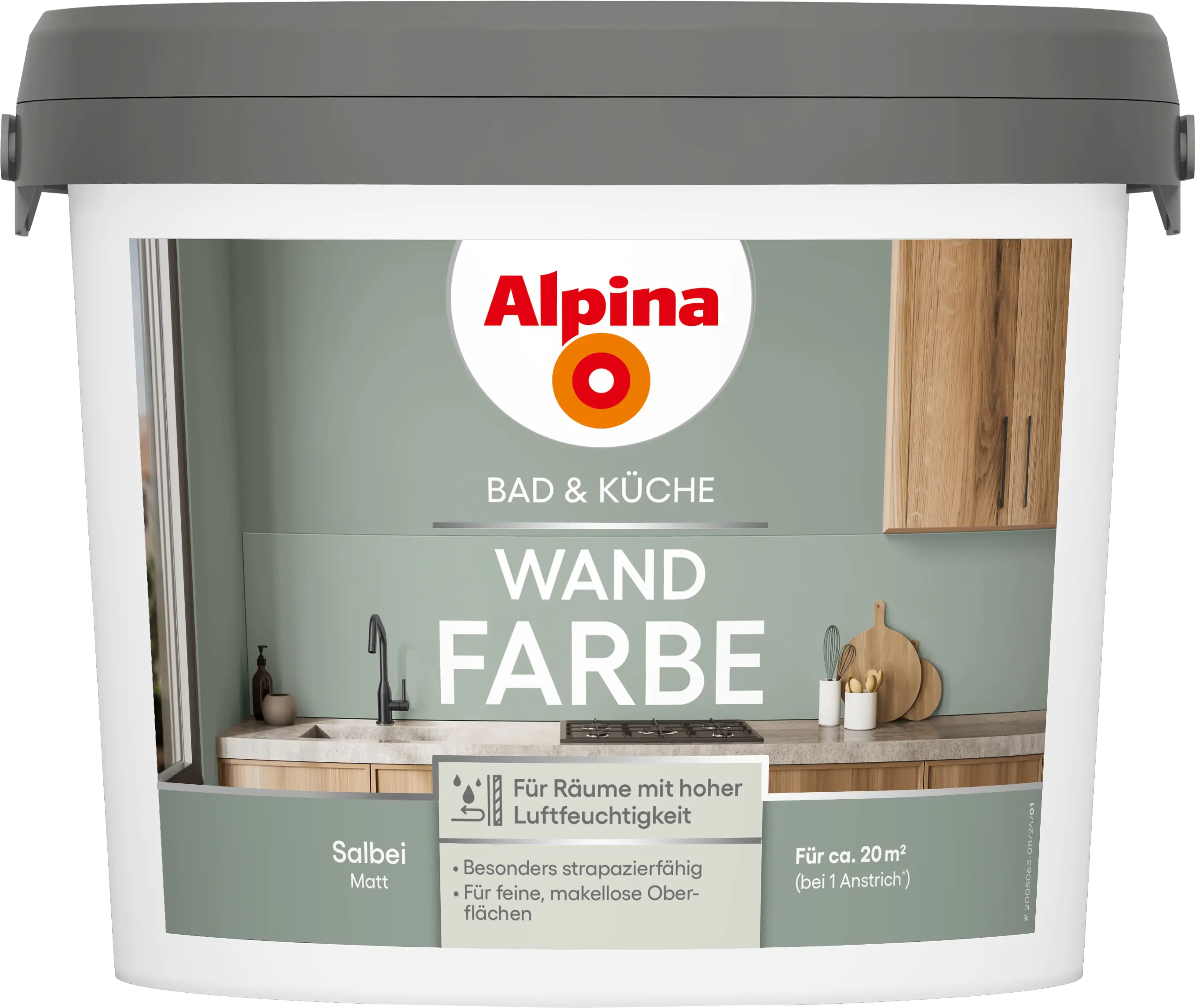 Alpina Wandfarbe für Küche & Badezimmer Salbei 2,5 L