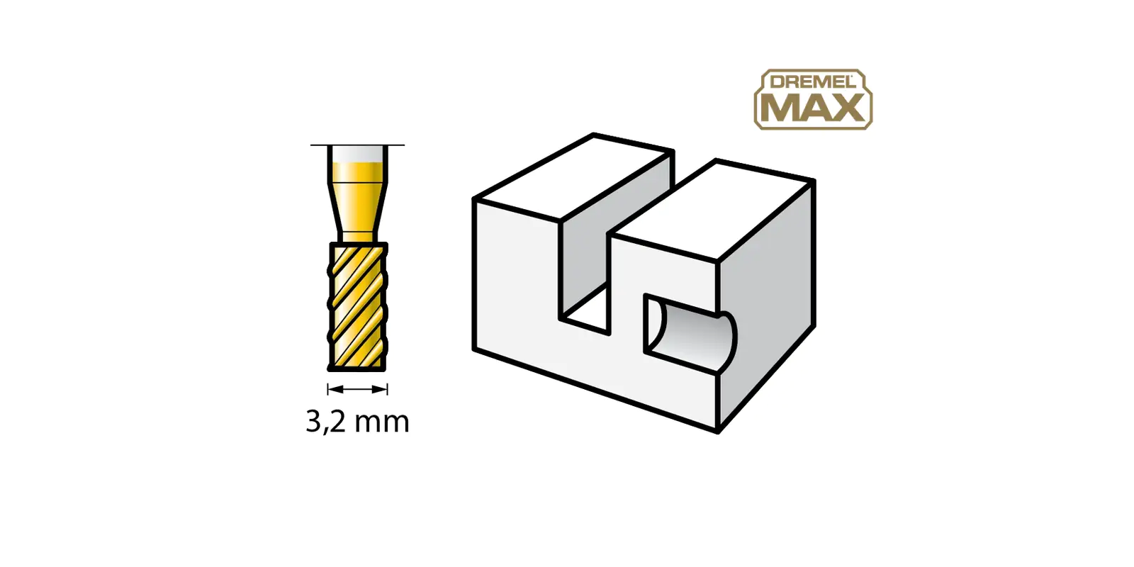 Dremel Max Hochgeschwindigkeits-Fräsmesser zylindrisch Ø 3,2 mm 194DM 2 Stück
