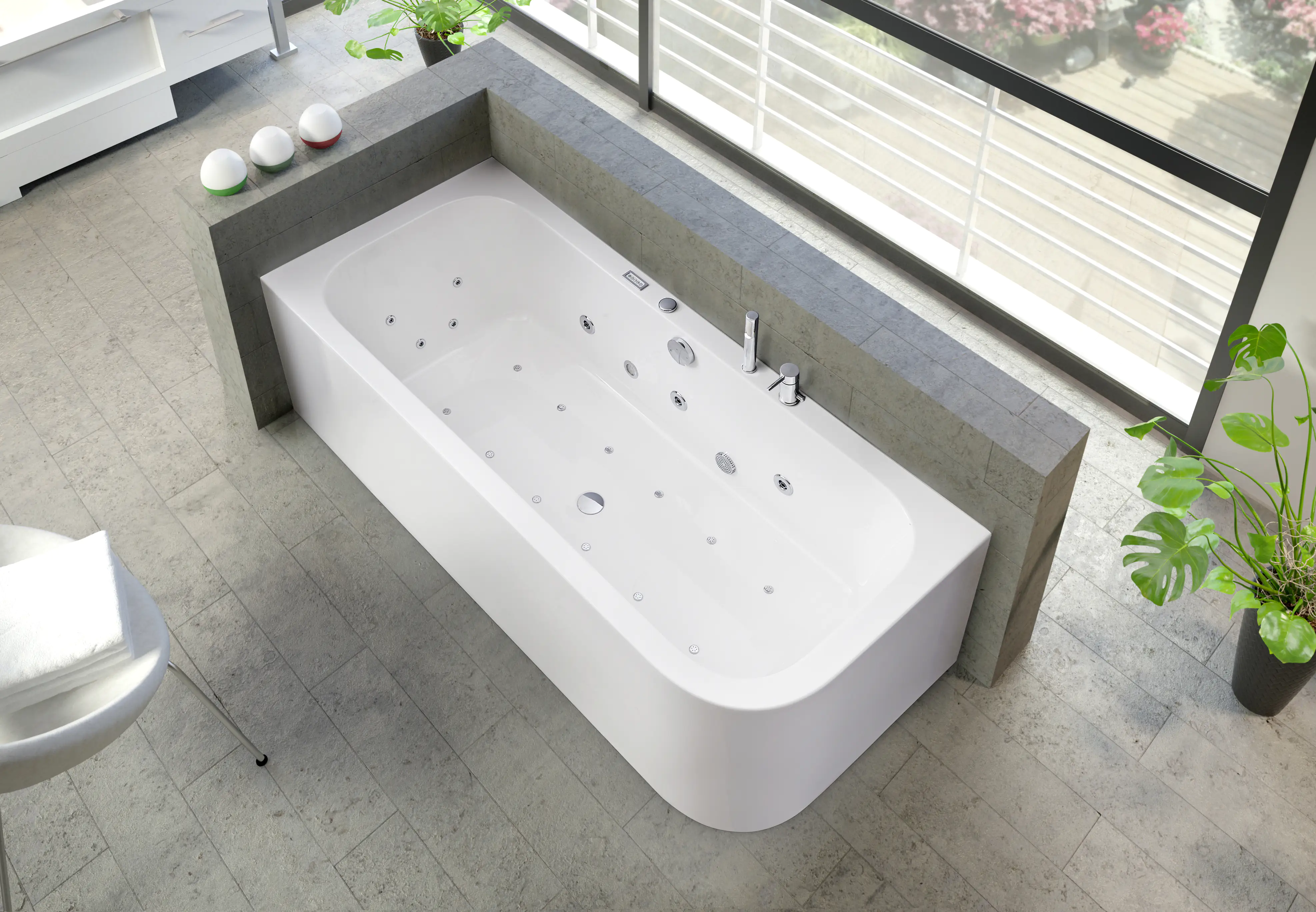 4005489136406_2619363 Ottofond Whirlpool-Badewannen-Komplettset Spirit 180 x 80 cm
