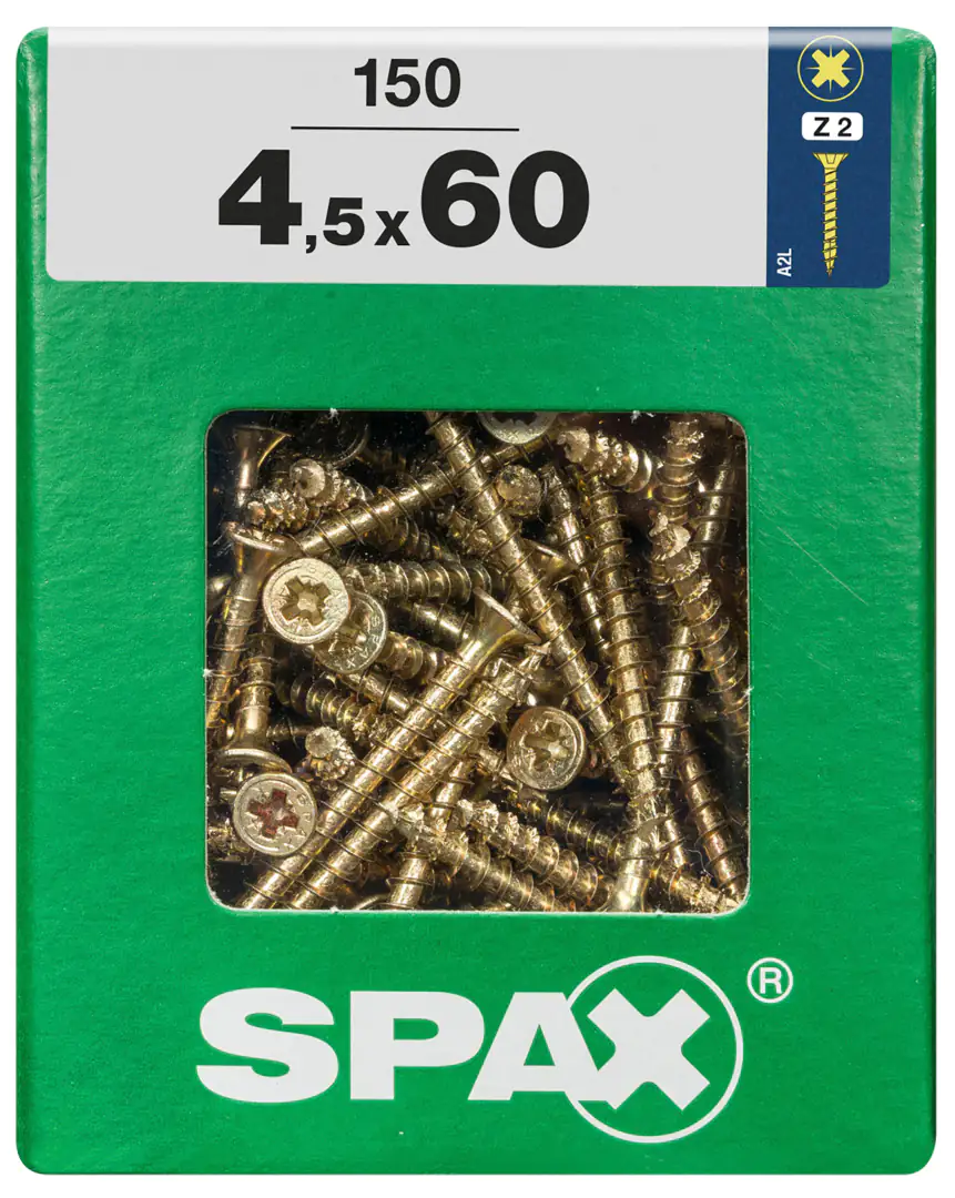 Spax Universalschrauben 4.5 x 60 mm PZ 2 - 150 Stk. Spax Universalschrauben 4.5 x 60 mm PZ 2 - 150 Stk.