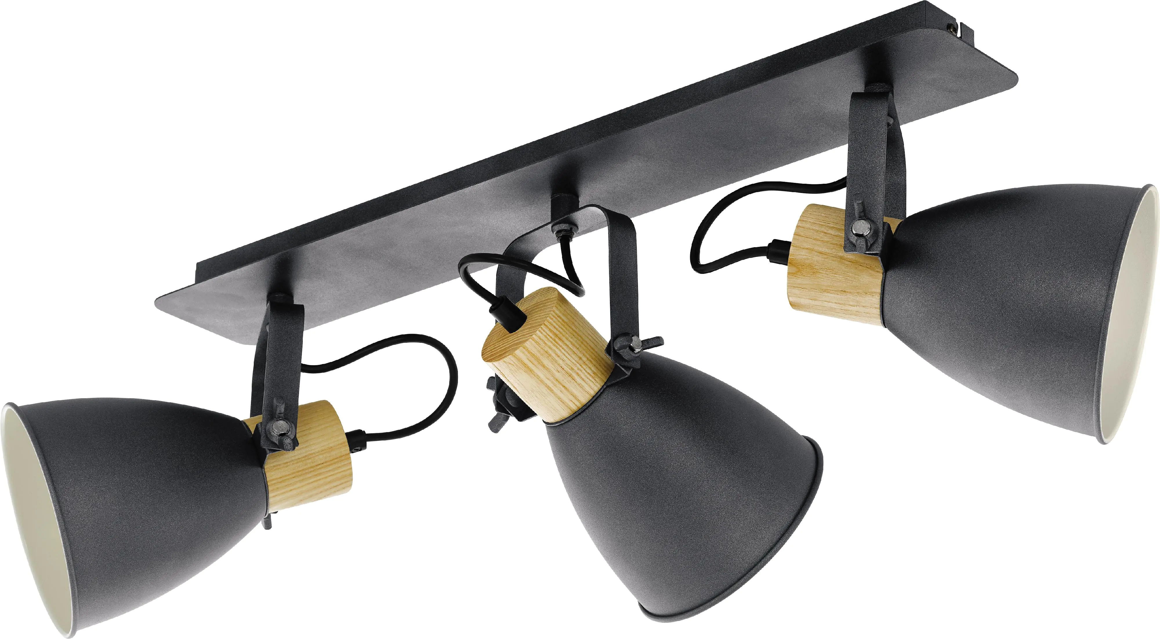 Eglo 3er Spot Coswarth anthrazit holz 67 x 14 x 24 cm E27