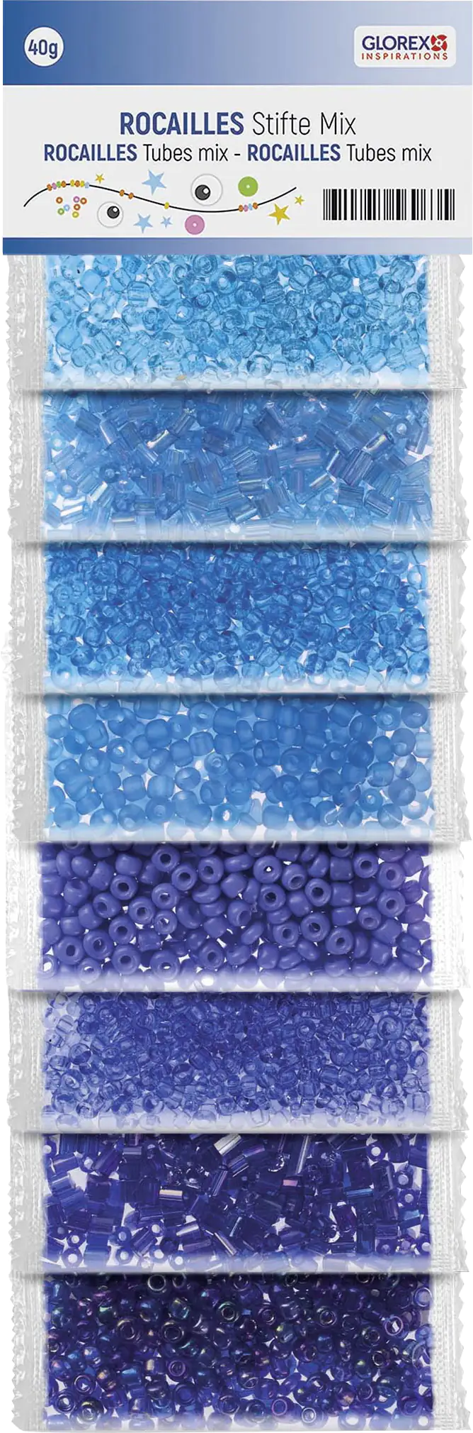 Glorex Rocailles/Stifte blautöne mix