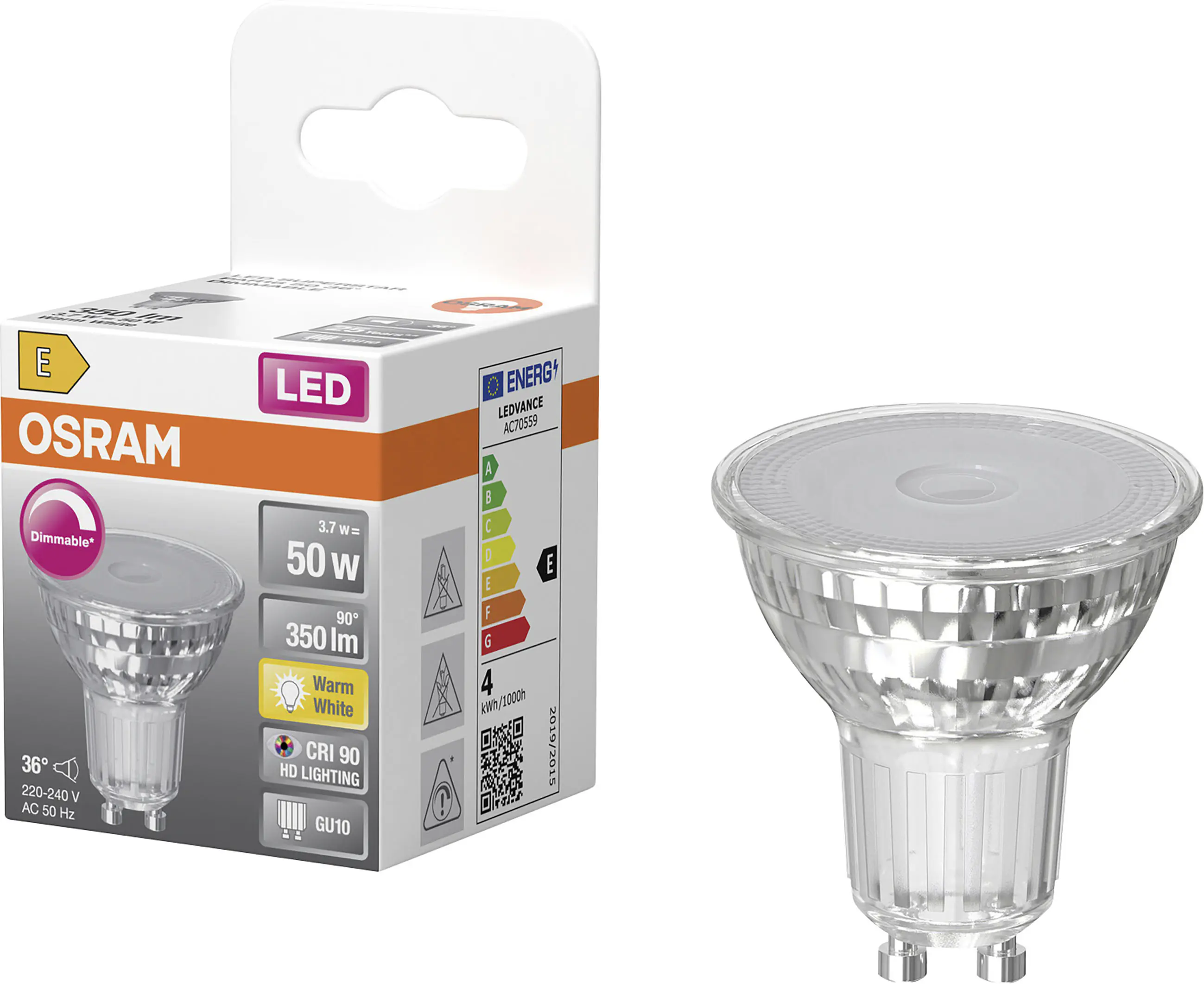 Osram LED Leuchtmittel GU10 Superstar PAR16 36° 3,7W warmweiß
