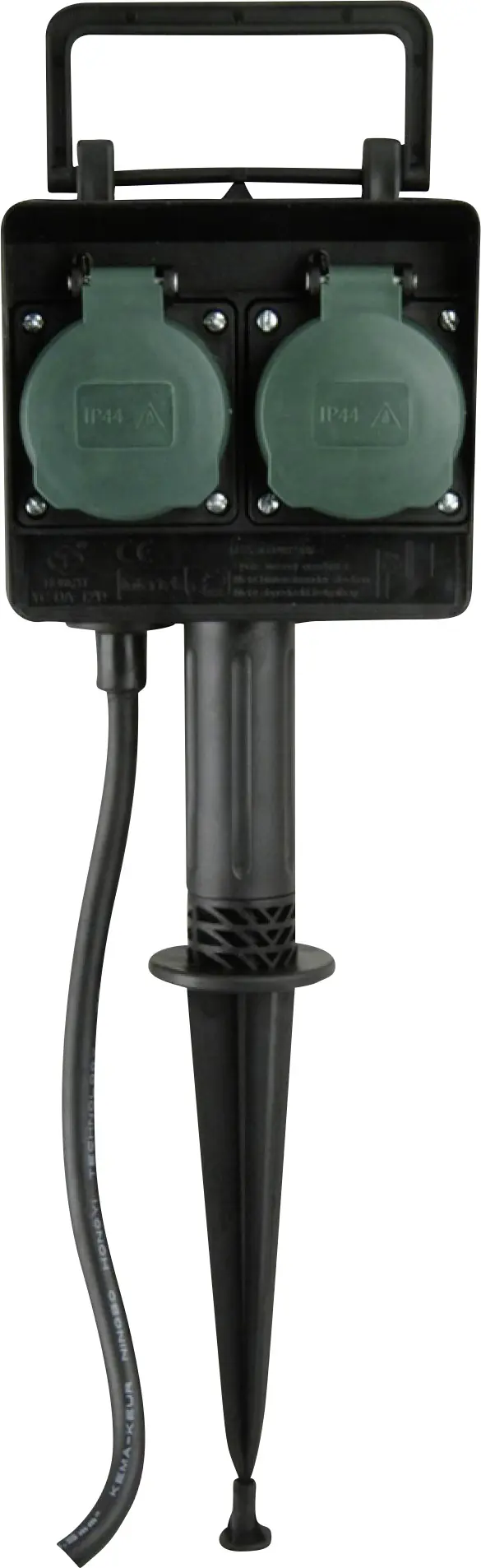 Erdspieß mit Gartensteckdose 2 Steckdosen, 1,5 m Zuleitung