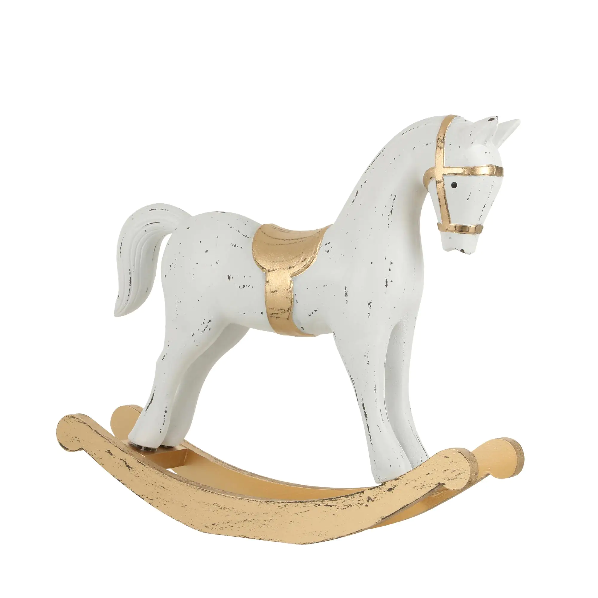 House of Seasons Dekoration Schaukelpferd weiß 50 x 10,5 x 42 cm