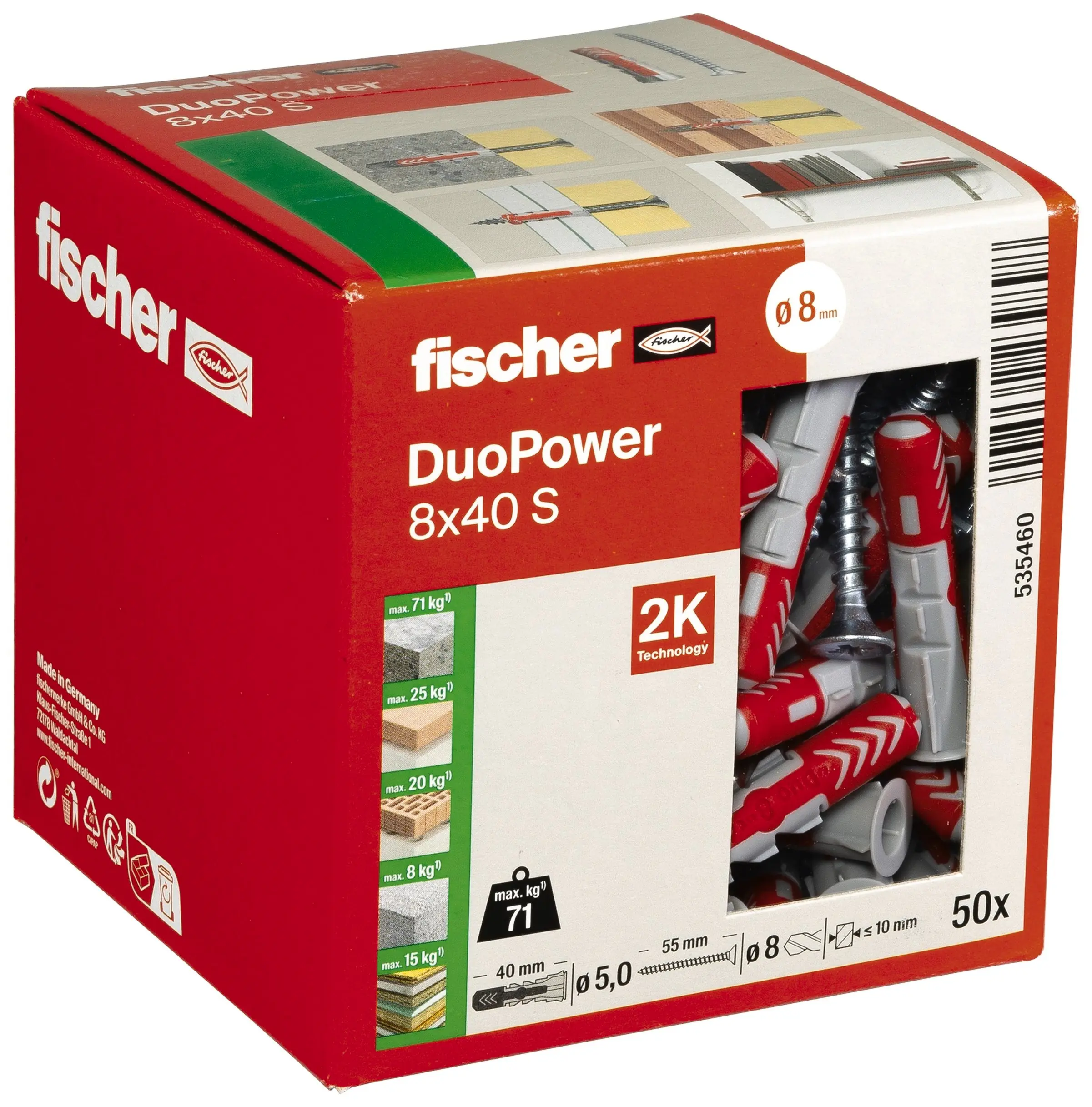 Fischer Dübel-Set Duopower 8.0 x 40 mm - 52 Stück Fischer Dübel-Set Duopower 8.0 x 40 mm - 52 Stück