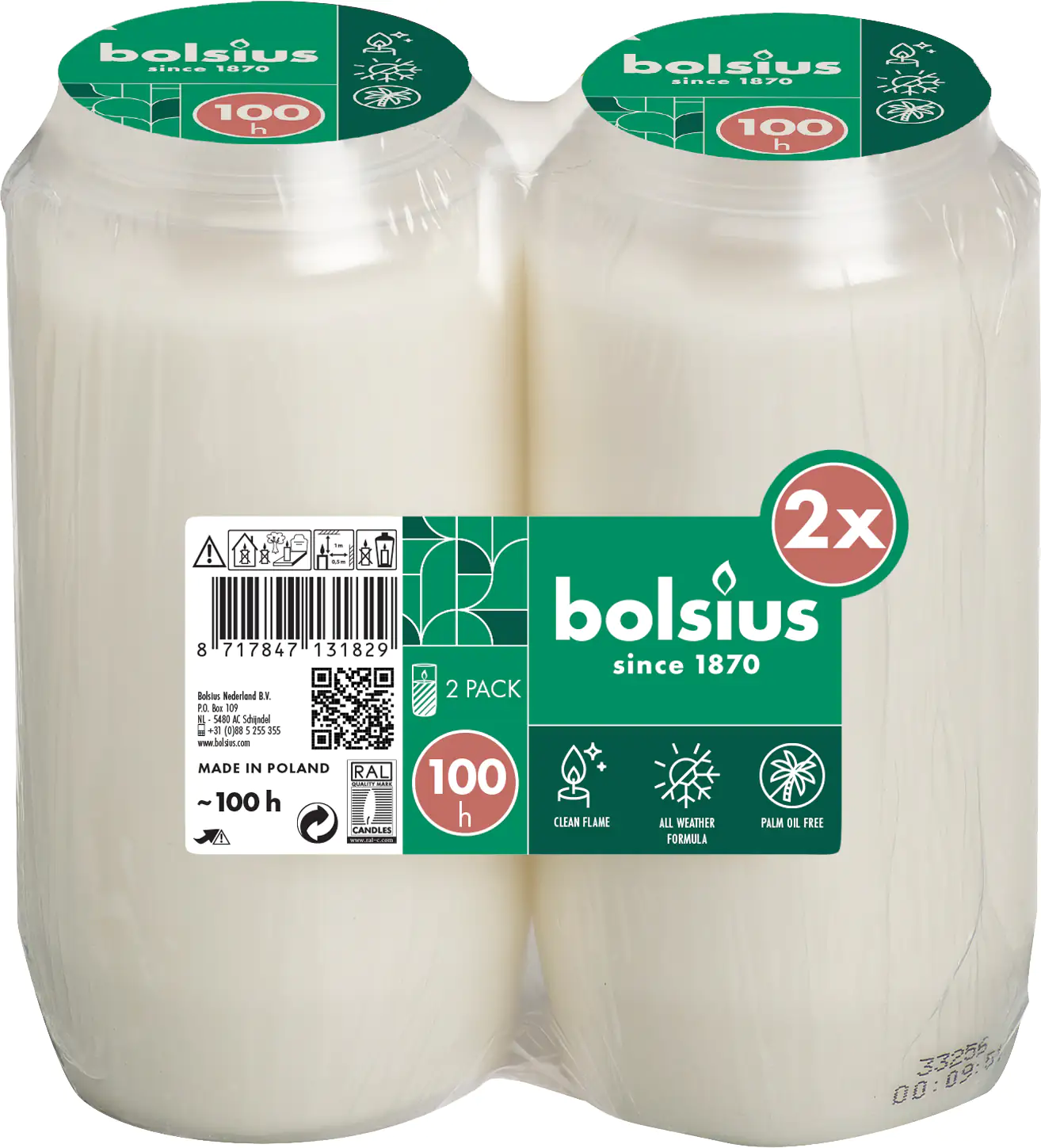 Bolsius Grablicht Nr. 7 weiß 2 Stück