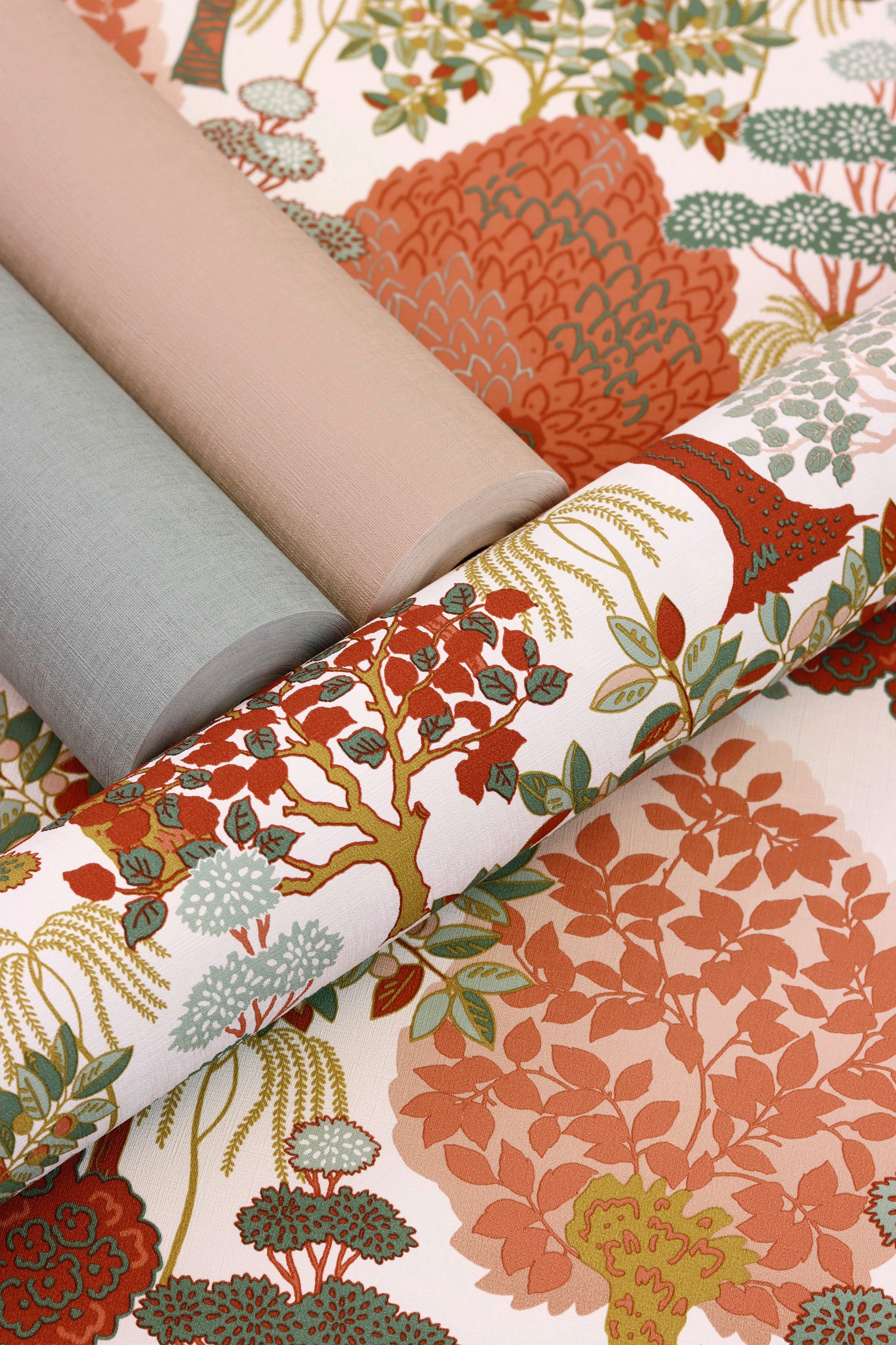 Rasch Vliestapete 690743 Selection, Textilstruktur grün, 10,05 x 0,53 m