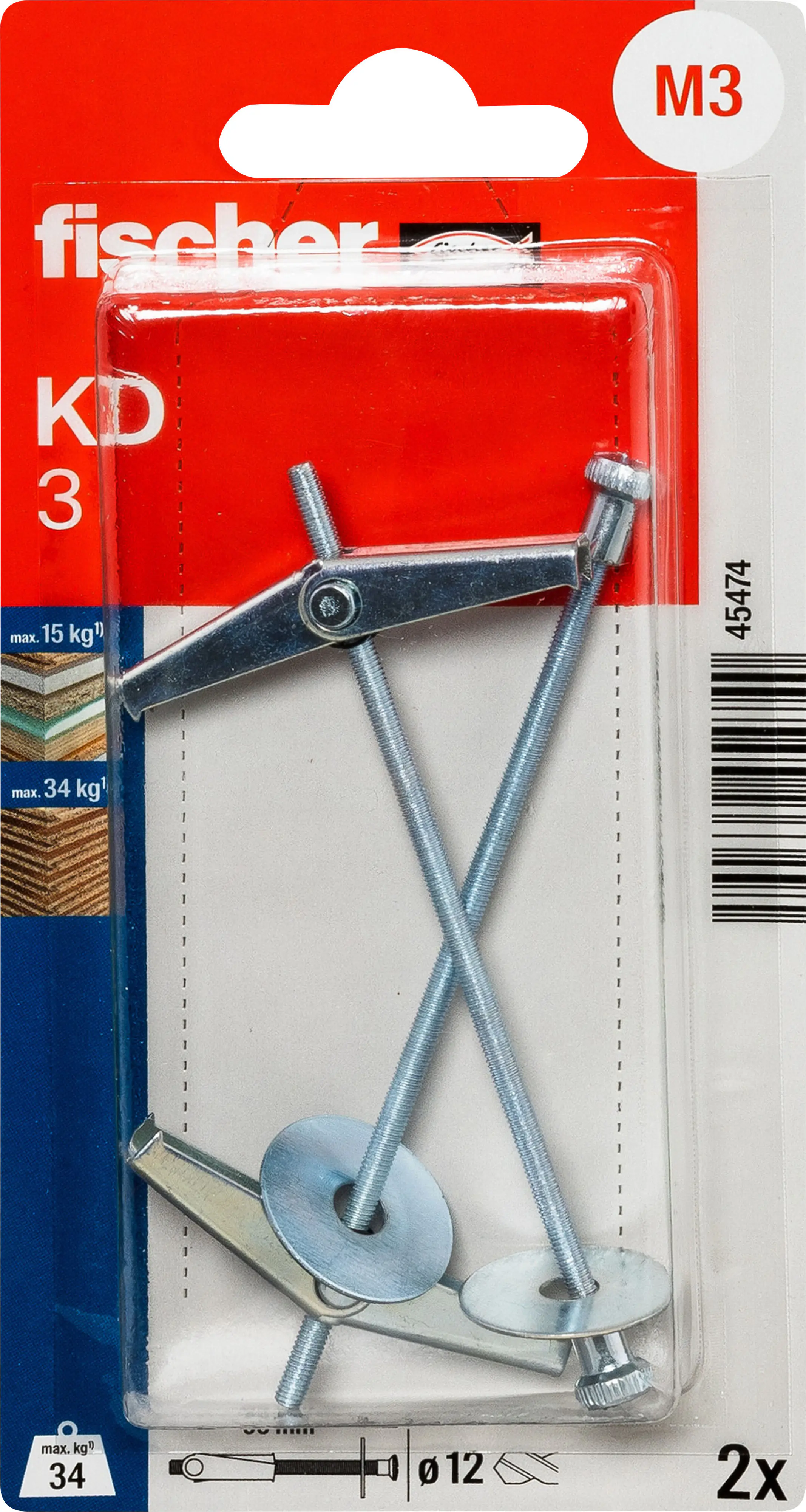 Fischer Kippdübel KD 3 12 x 95 mm - 2 Stück