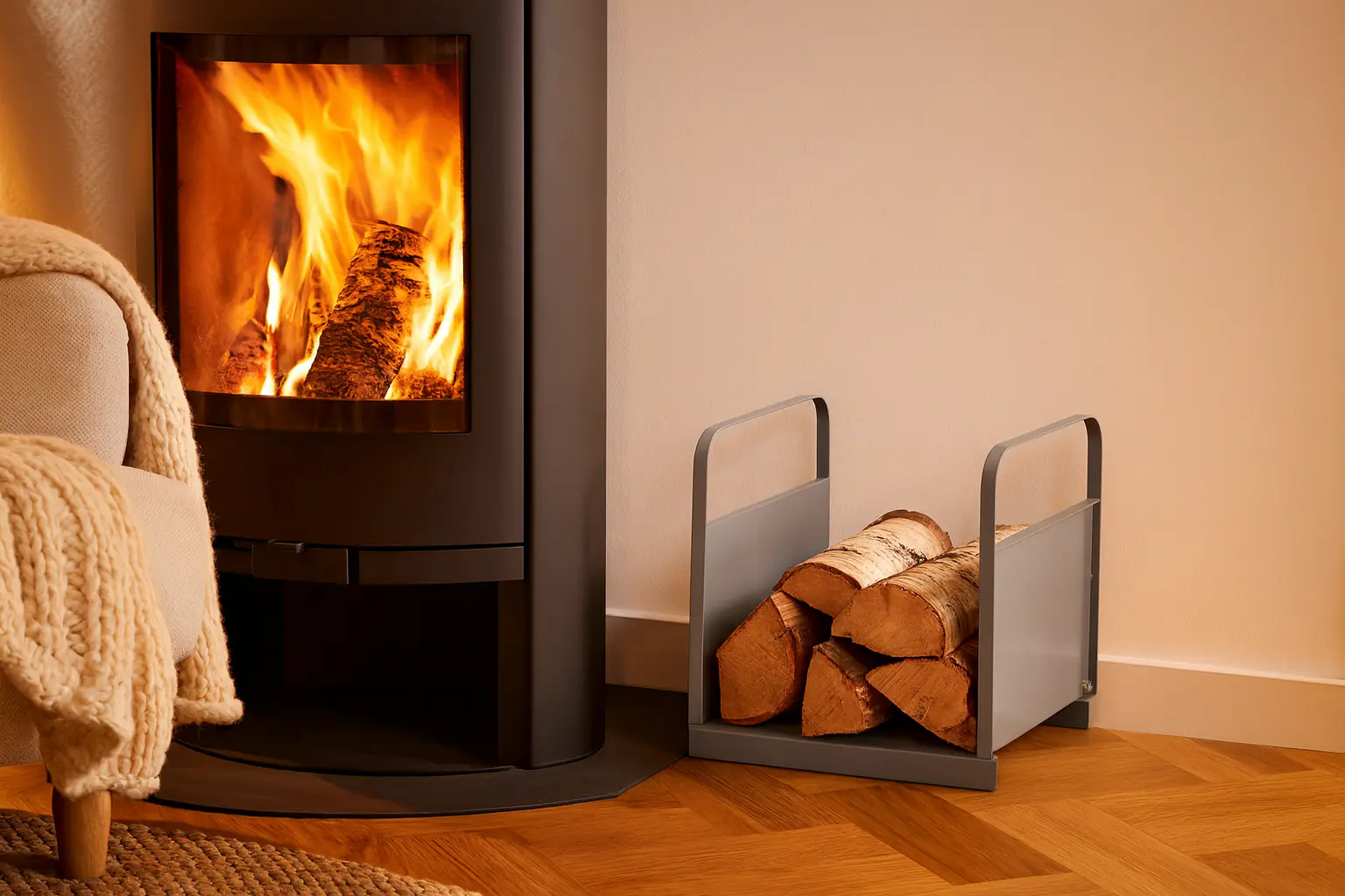 FireFix Holztrage aus Stahlblech 330837 edelstahlfarben