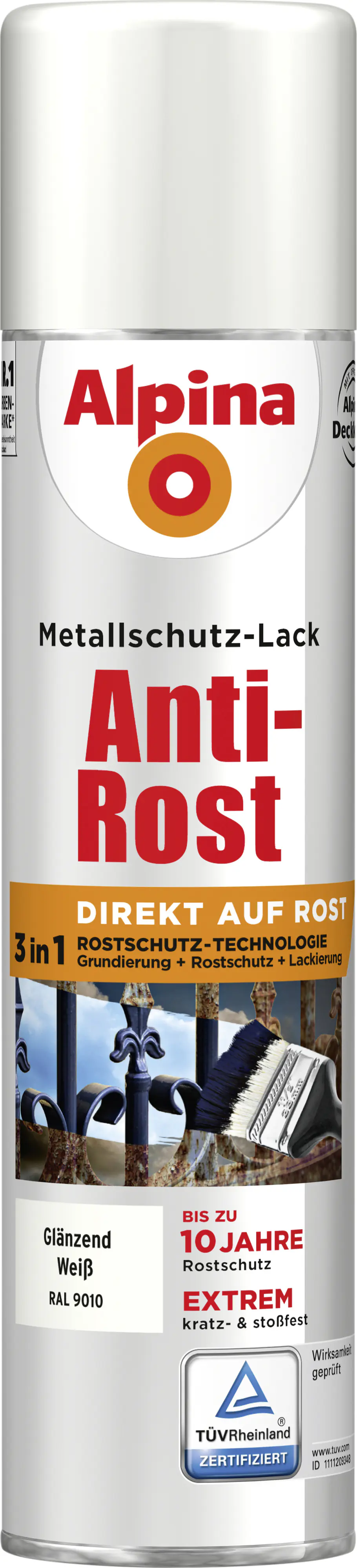 Alpina Sprühmetallschutz-Lack Anti Rost 400 ml weiß glänzend