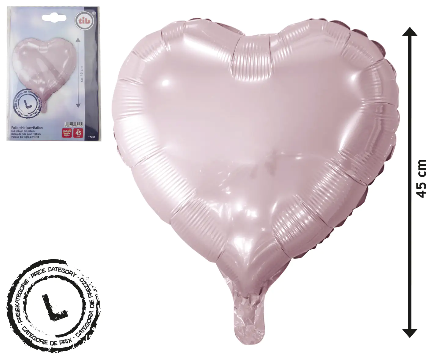 TIB Heyne Folienballon Herz rosa 1 Stück