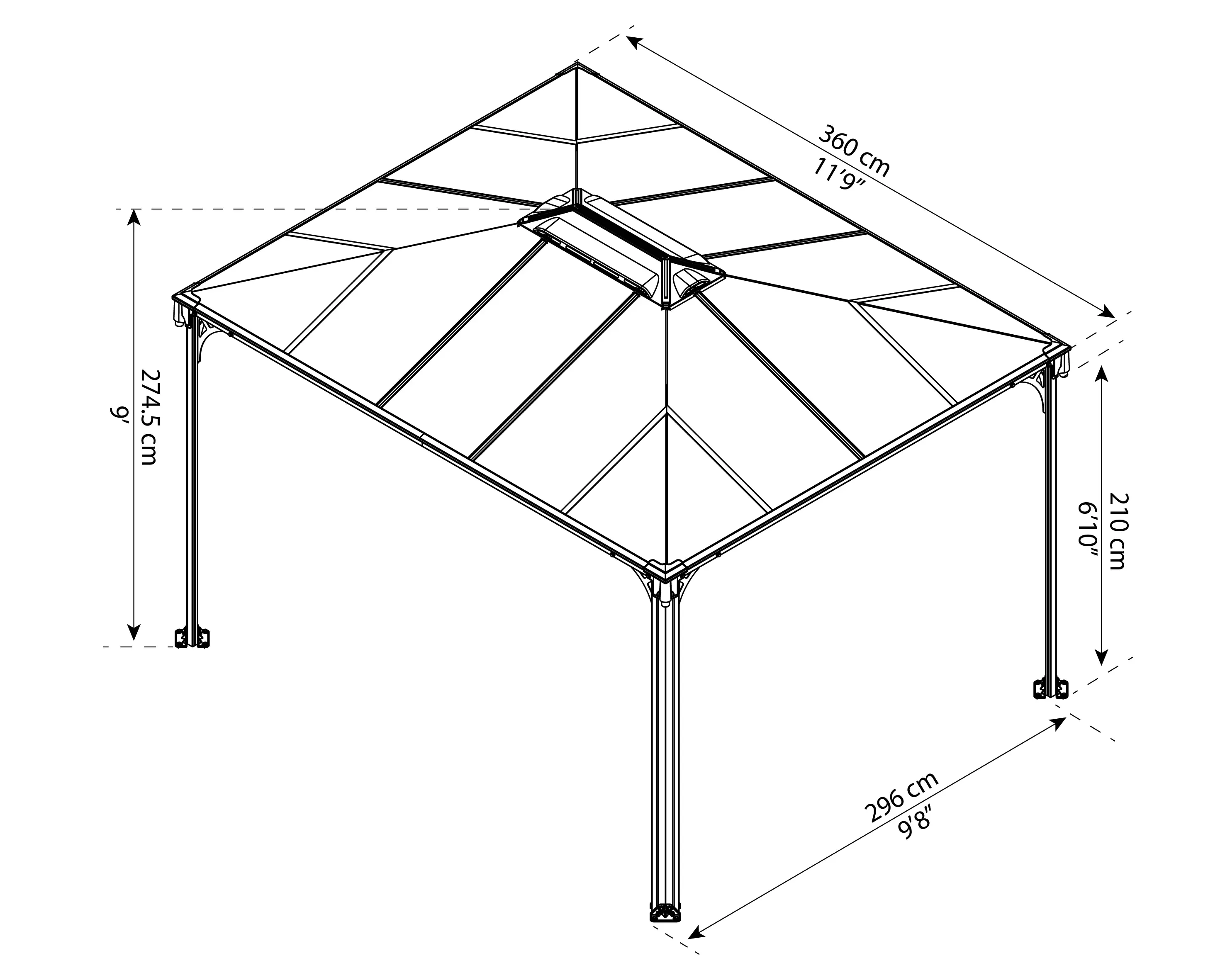 Canopia Pavillon Martinique 3600 359,8 x 295,8 x 274,5 cm, anthrazit