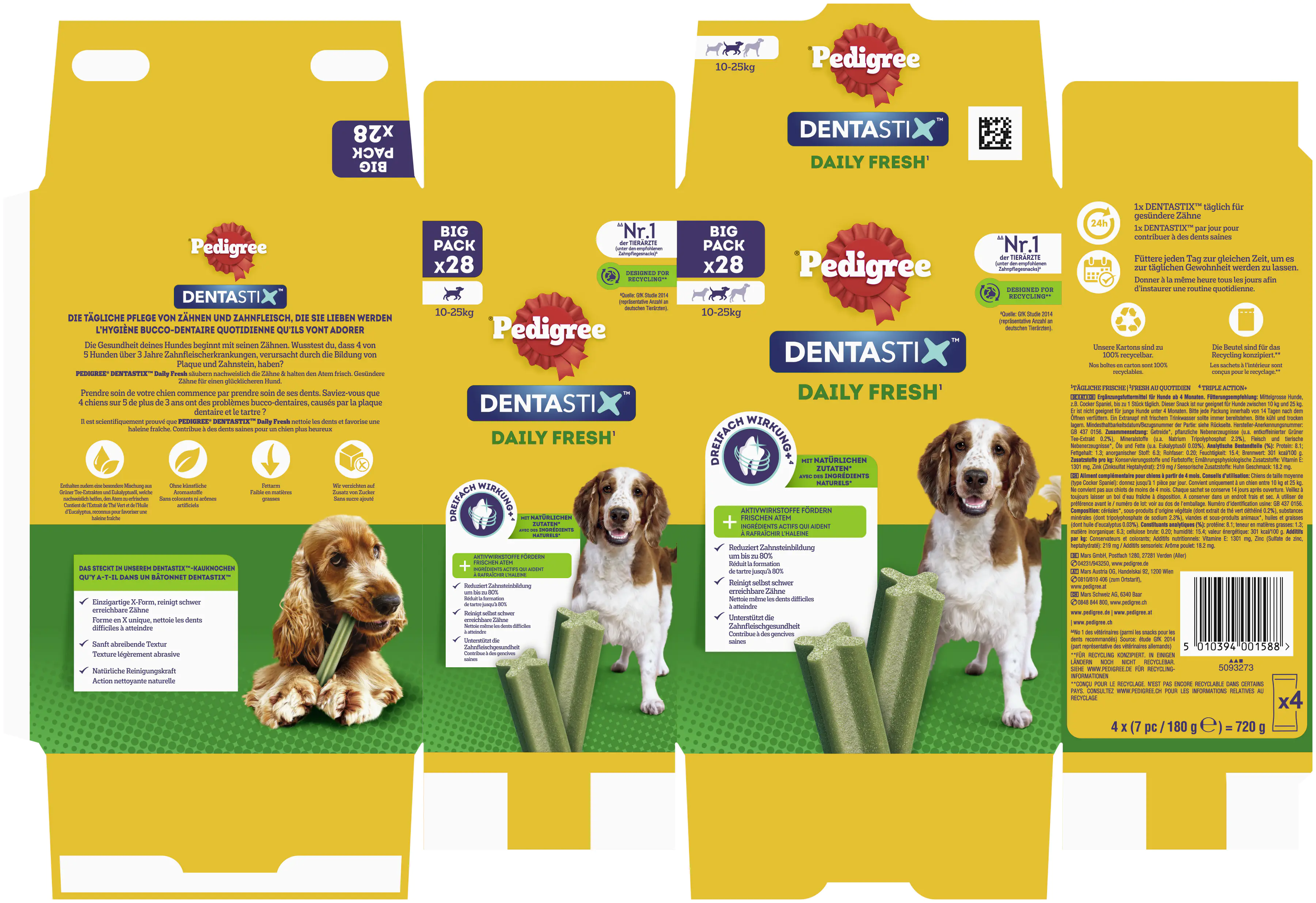 Pedigree Dentastix Daily Fresh für mittelgroße Hunde Multipack 4 x 7 Stück