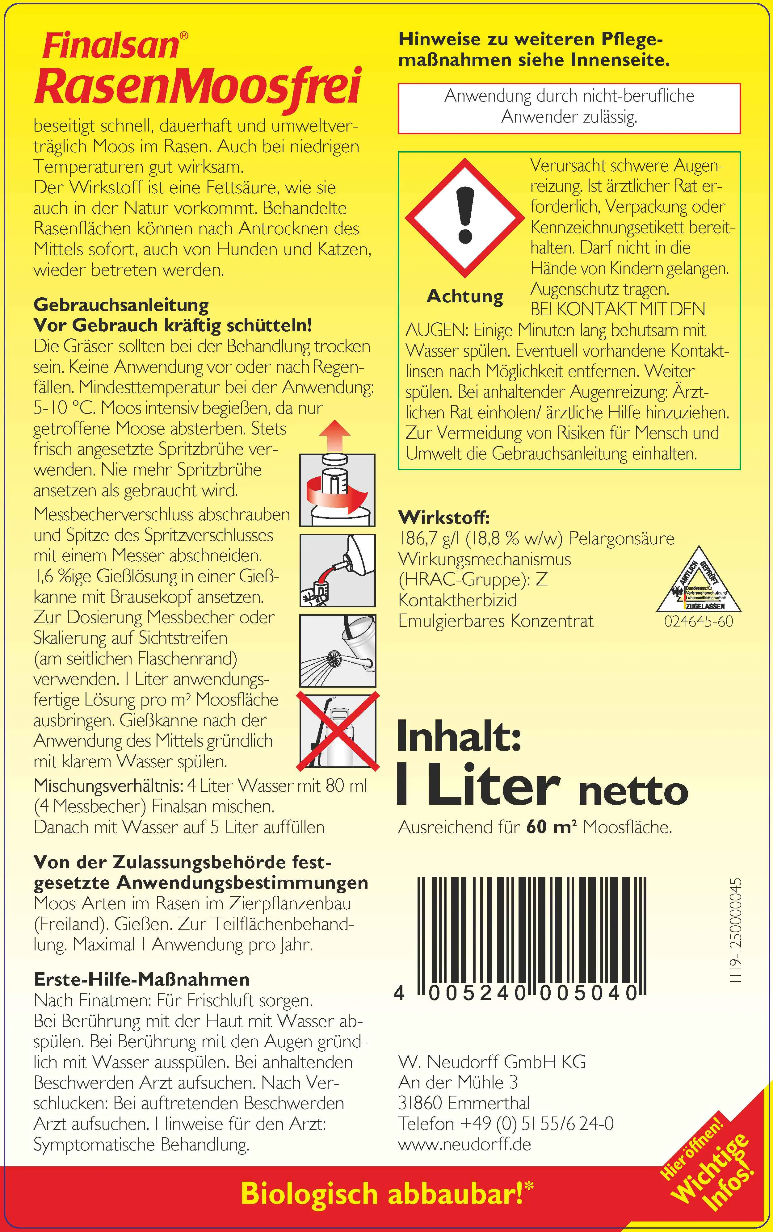 Finalsan Rasen-Moosfrei 1 L