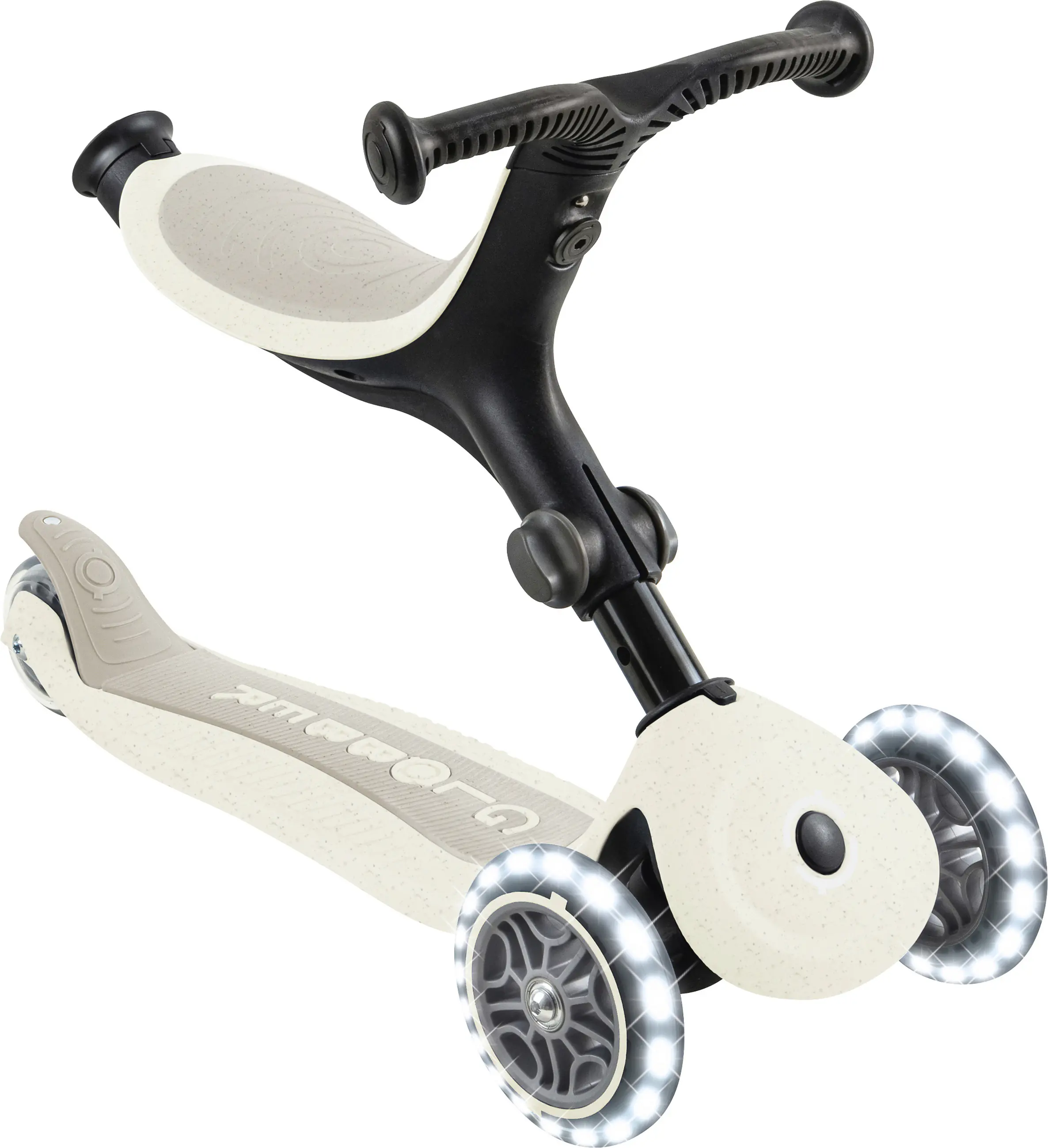 Globber Laufrad für Kinder mit Leuchtrollen Go-Up Active Lights Eco creme/weiß