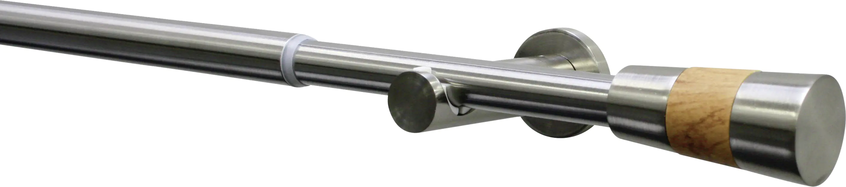 Gardinia Endstück für Gardinenstange Konus für Ø 16-19 mm Edelstahloptik-Holzoptik