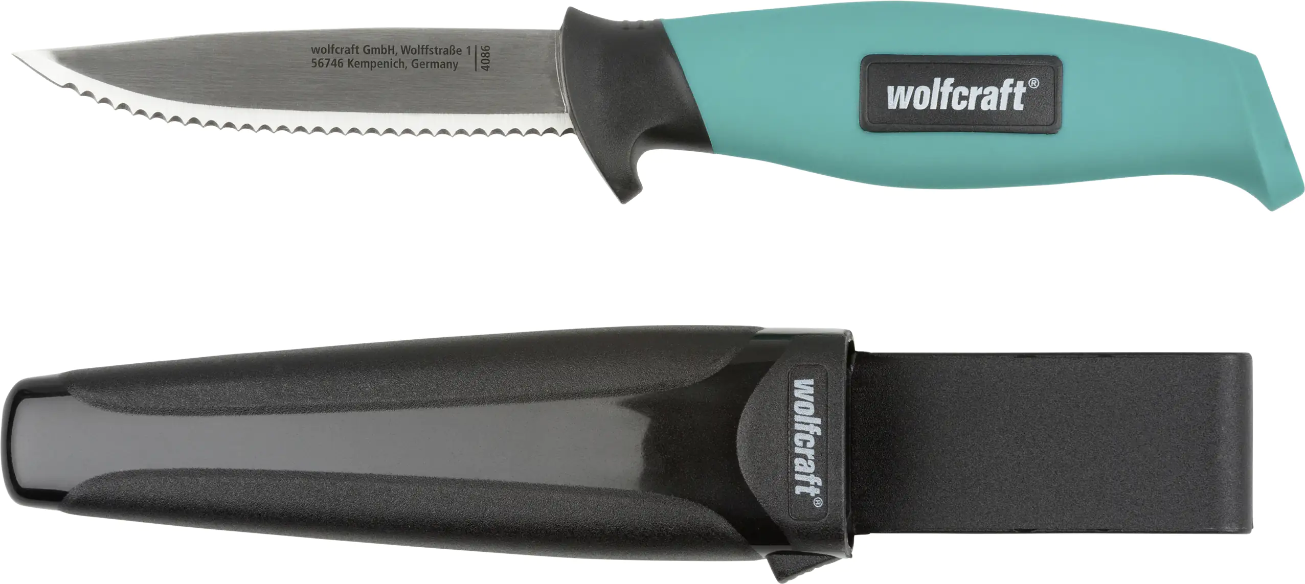 Wolfcraft Handwerkermesser gezahnte Klinge 95 mm und Köcher Wolfcraft Handwerkermesser gezahnte Klinge 95 mm und Köcher