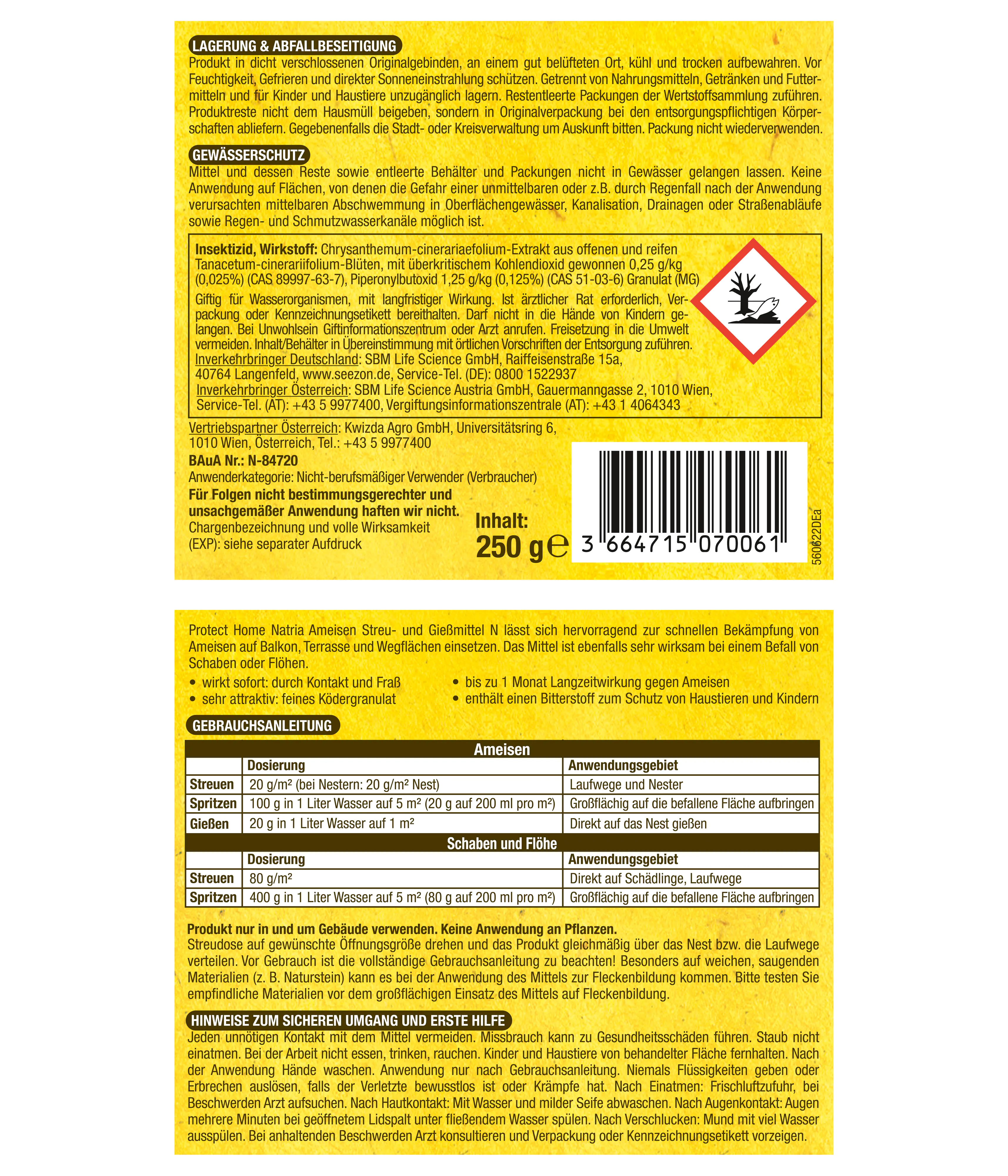 Protect Home Natria Ameisen Streu- und Gießmittel N 250 g