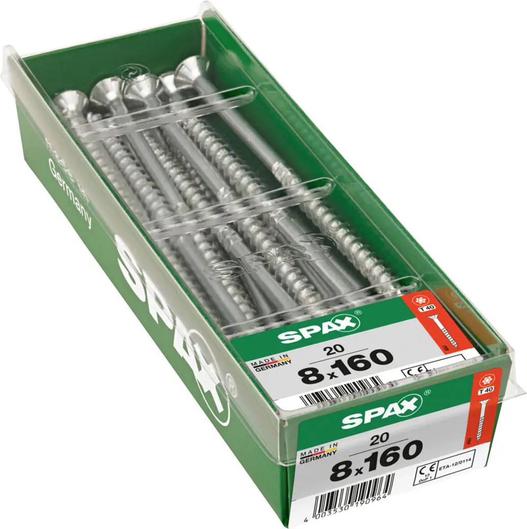Spax Holzbauschrauben 8 x 160 mm T40 Teilgewinde - 20 Stk. 