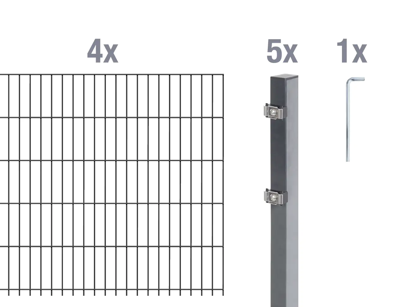 Alberts Doppelstabmatten-Grundset 8 m 200 x 160 cm 6/5/6 anthrazit Alberts Doppelstabmatten-Grundset 8 m 200 x 160 cm 6/5/6 anthrazit