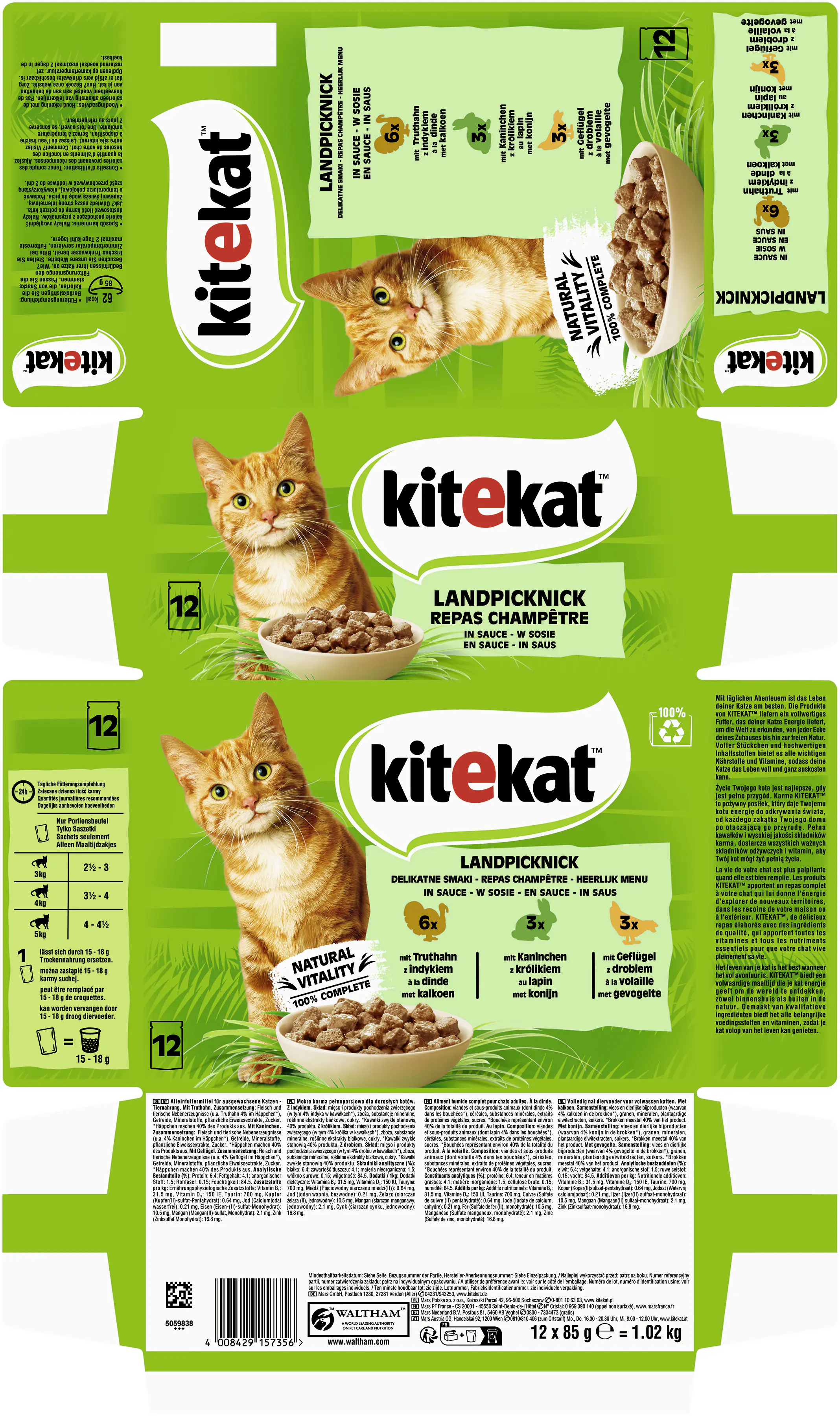 Kitekat Landpicknick in Sauce Multipack 12x85 g