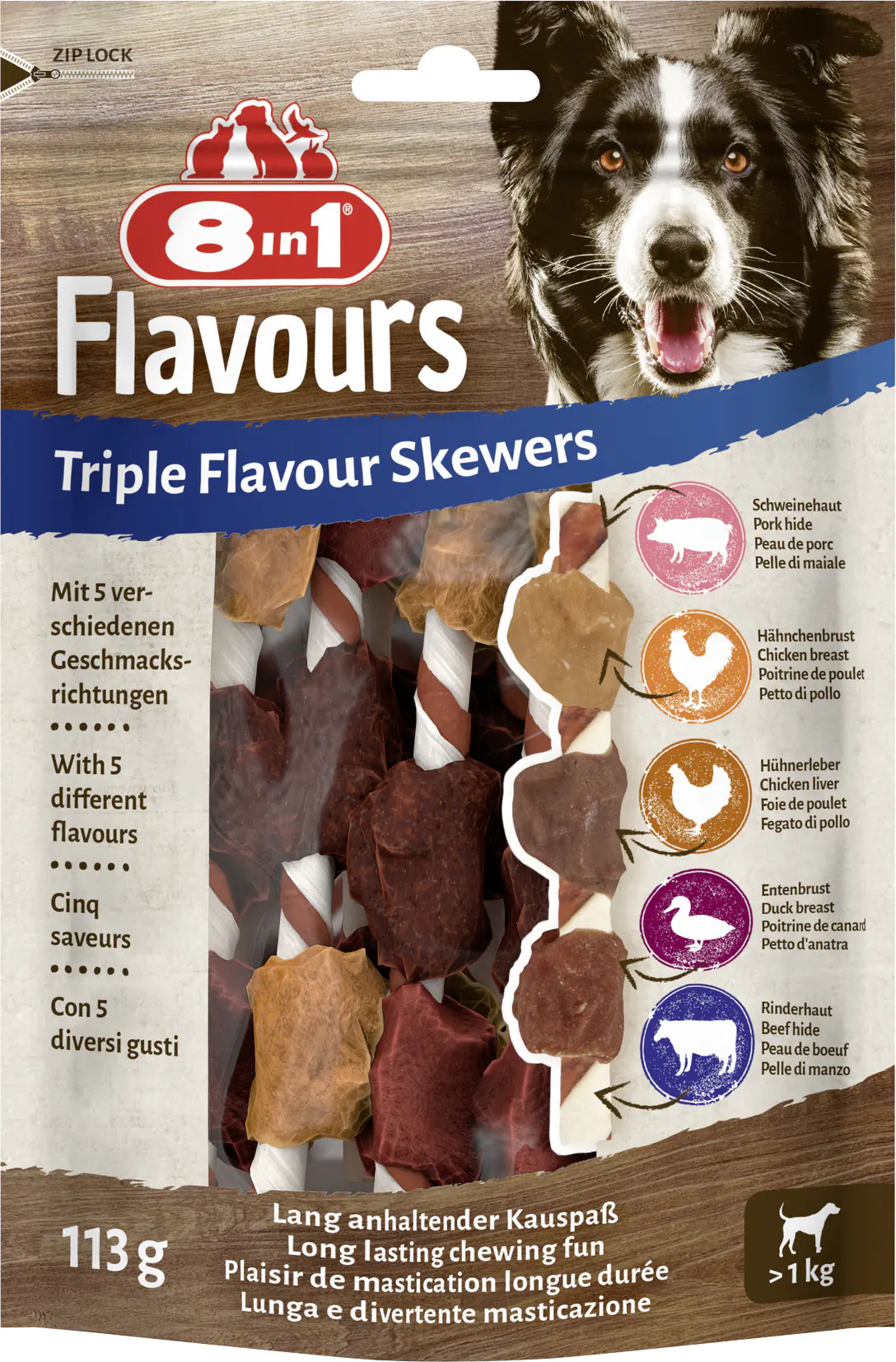 8in1 Flavours Kaustange Triple Flavour Skewers 113 g