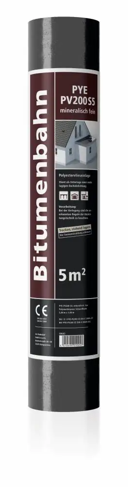 Bitumen-Schweißbahn MIDA PYE PV 200 S 5 talkumiert 5 x 1 m = 5 m² schwarz-grau