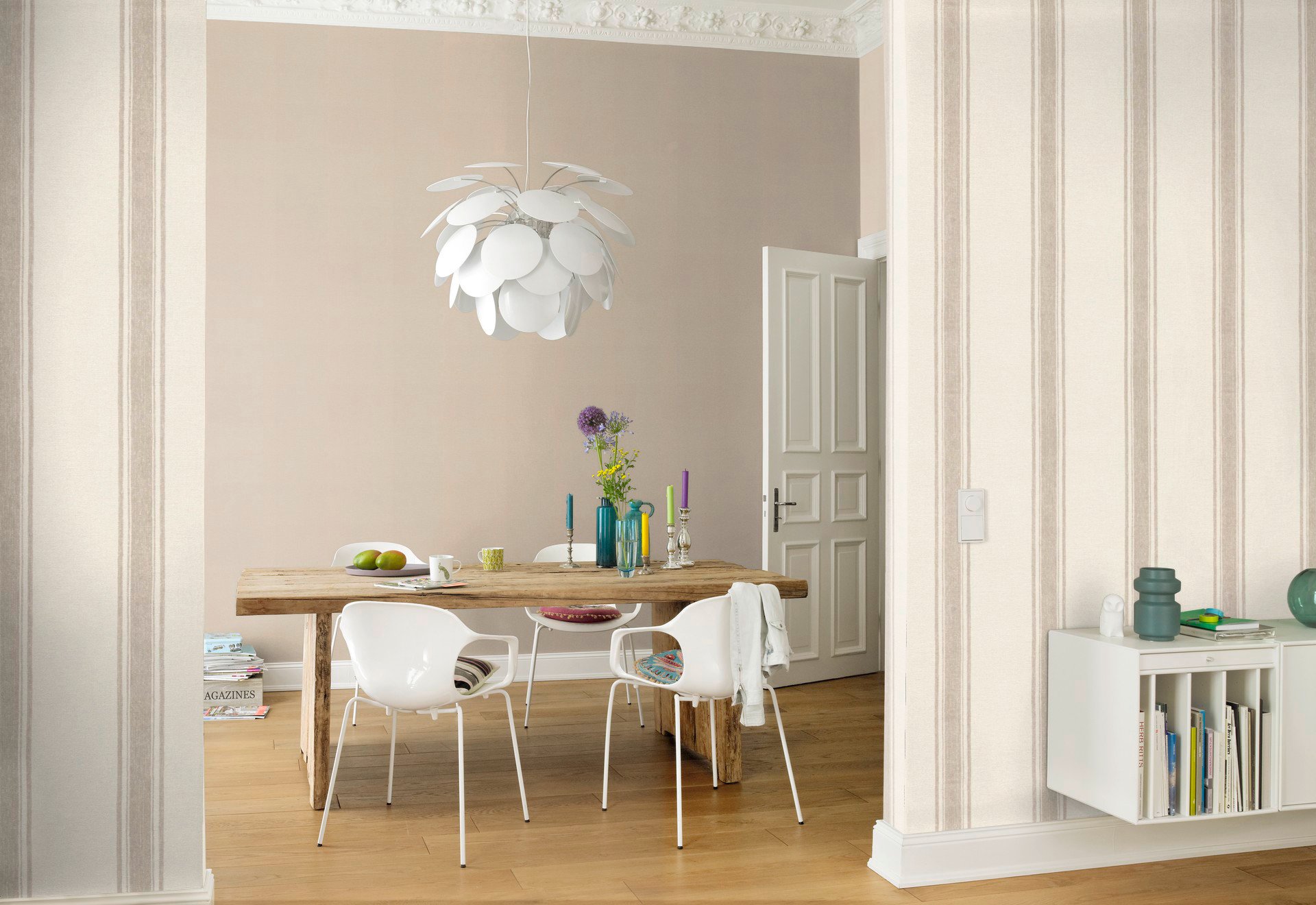 Rasch Vliestapete 555622 Beige-Rotbeige Streifen 10,05 m x 0,53 m