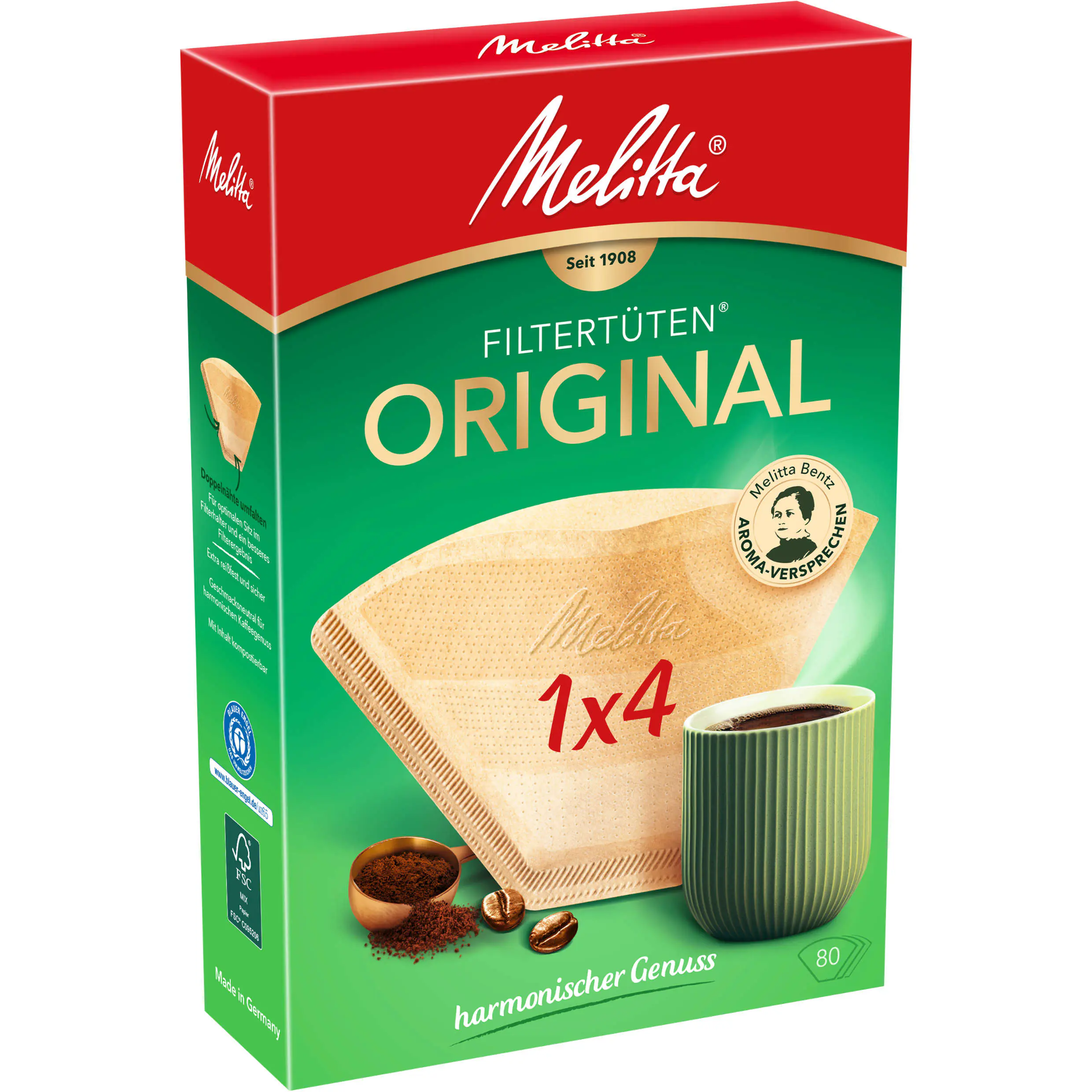 Melitta Filtertüten Original braun 1x4, 80 Stück