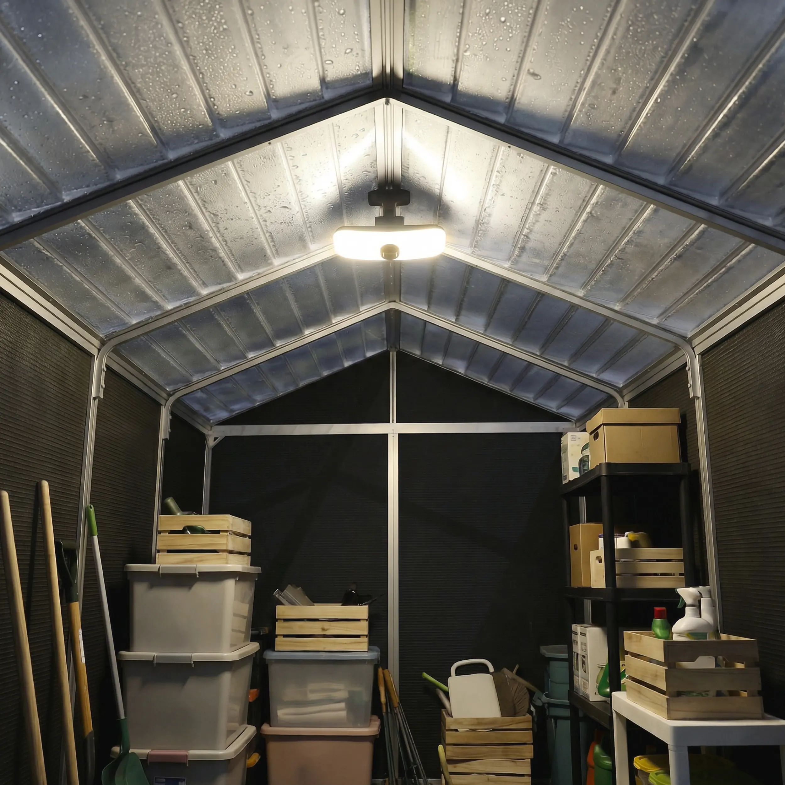 Canopia Gerätehaus Rubicon 8x13 mit Solar LED Kit grau 227 x 377 cm