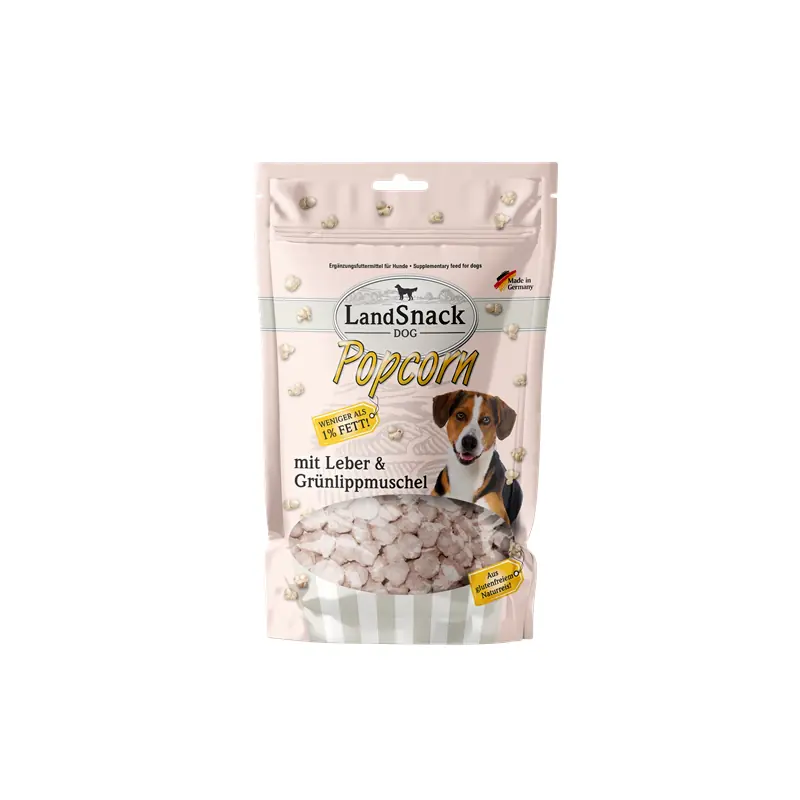 LandSnack Dog Popcorn Hundesnack 100 g Leber & Grünlippmuschel
