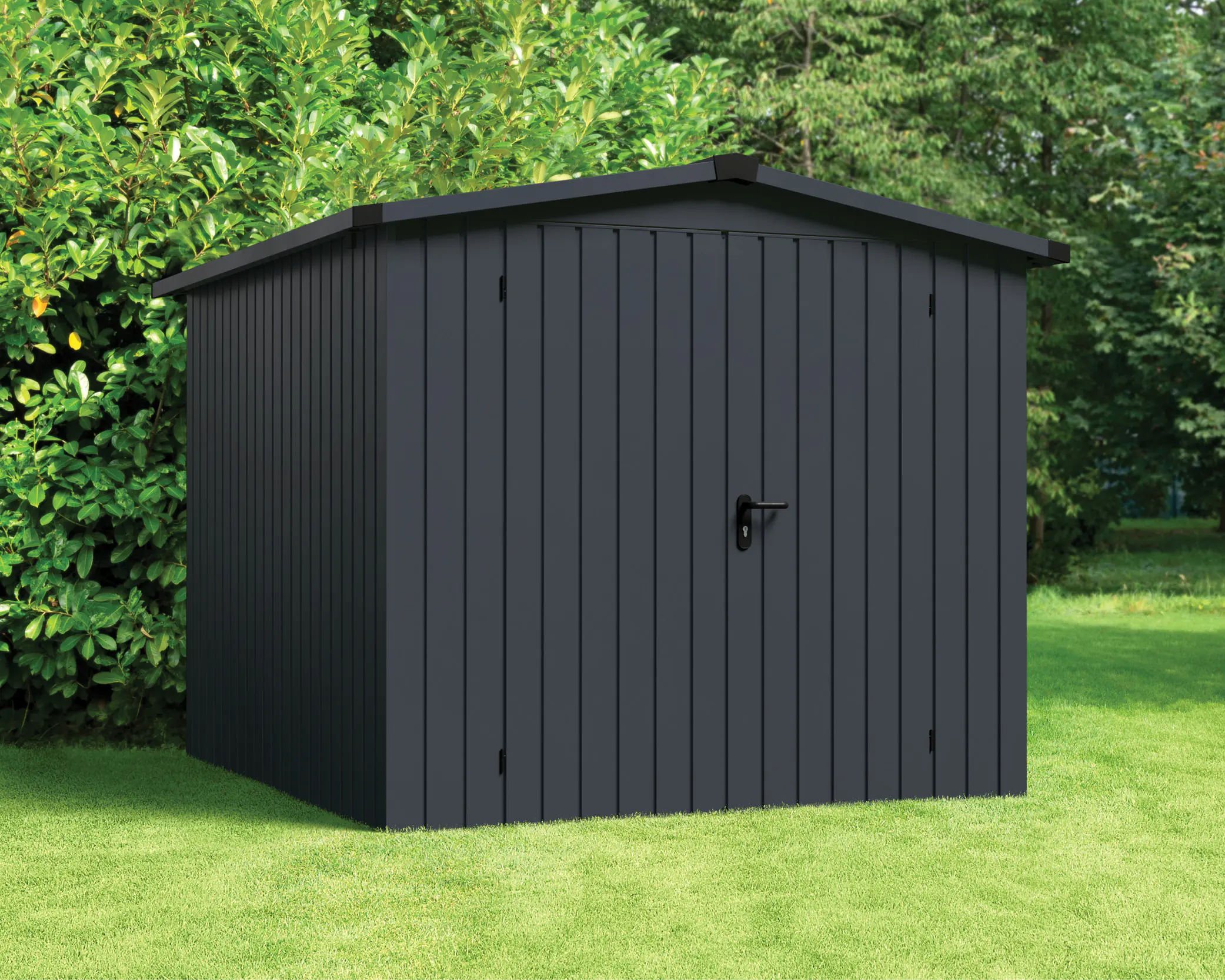 EcoStar Metallgerätehaus Euroline ESD6 anthrazit 214 x 262 cm 2-flg. EcoStar Metallgerätehaus Euroline ESD6 anthrazit 214 x 262 cm 2-flg.